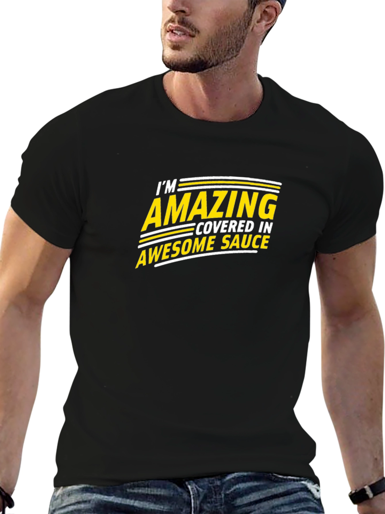 Black Amazing Sauce Graphic Tee - Black Cotton Blend view 6