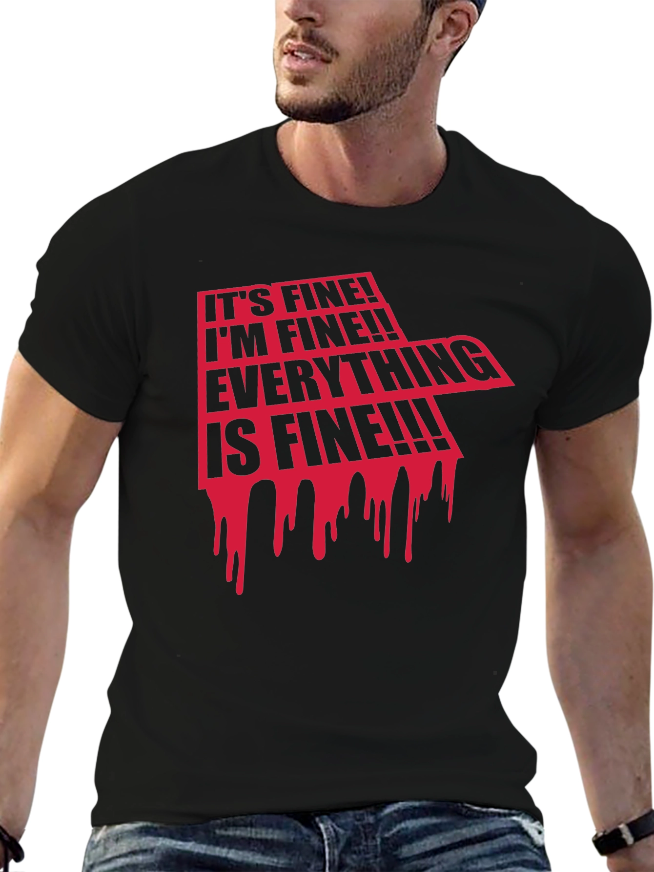 Black It's Fine! Graphic Print Tee view 6