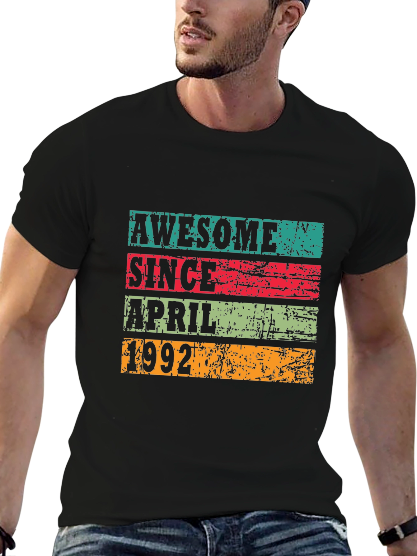 Black Awesome Since April 1992 T-Shirt view 6