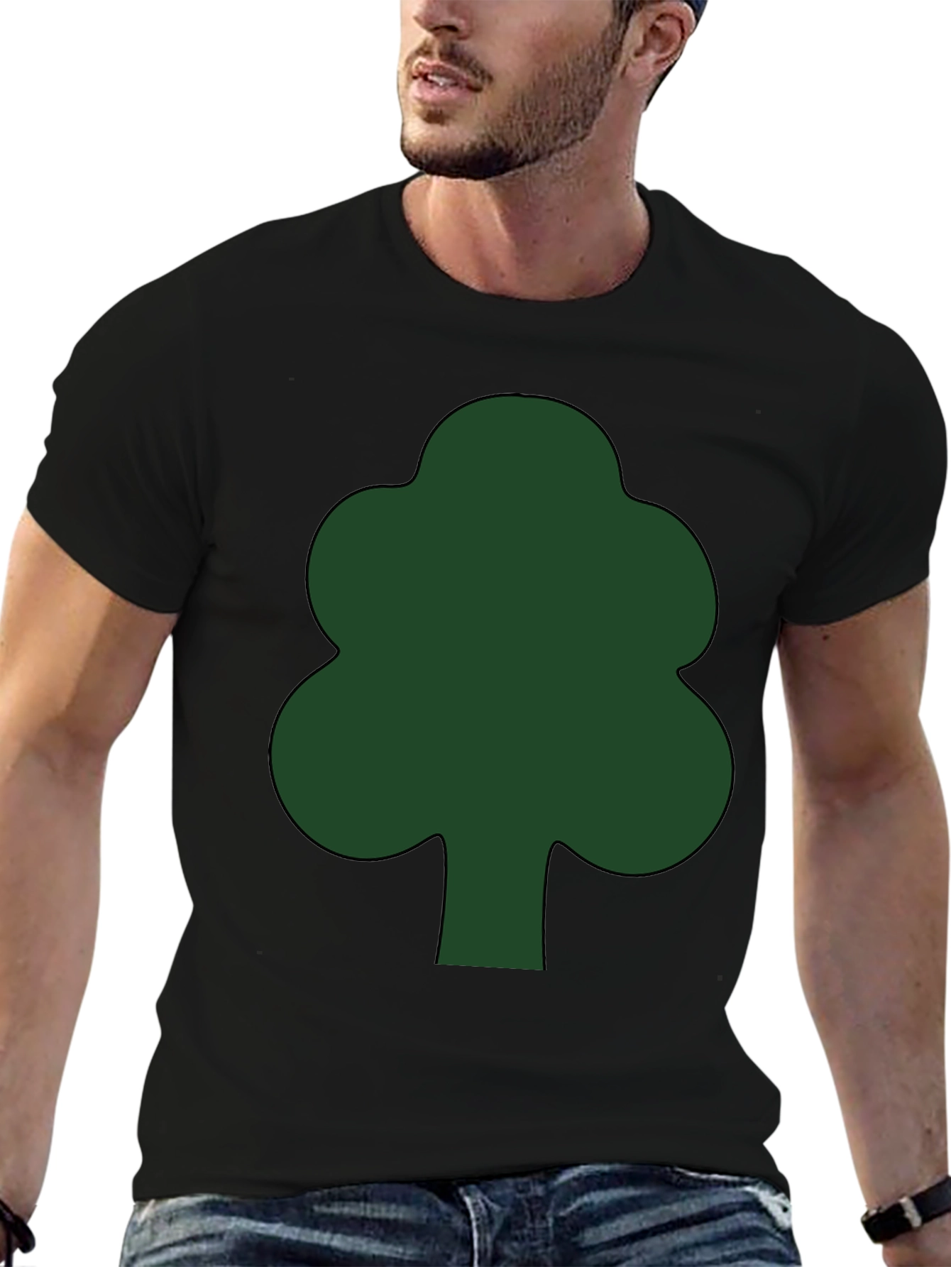 Black Green Tree Graphic Black T-Shirt view 6