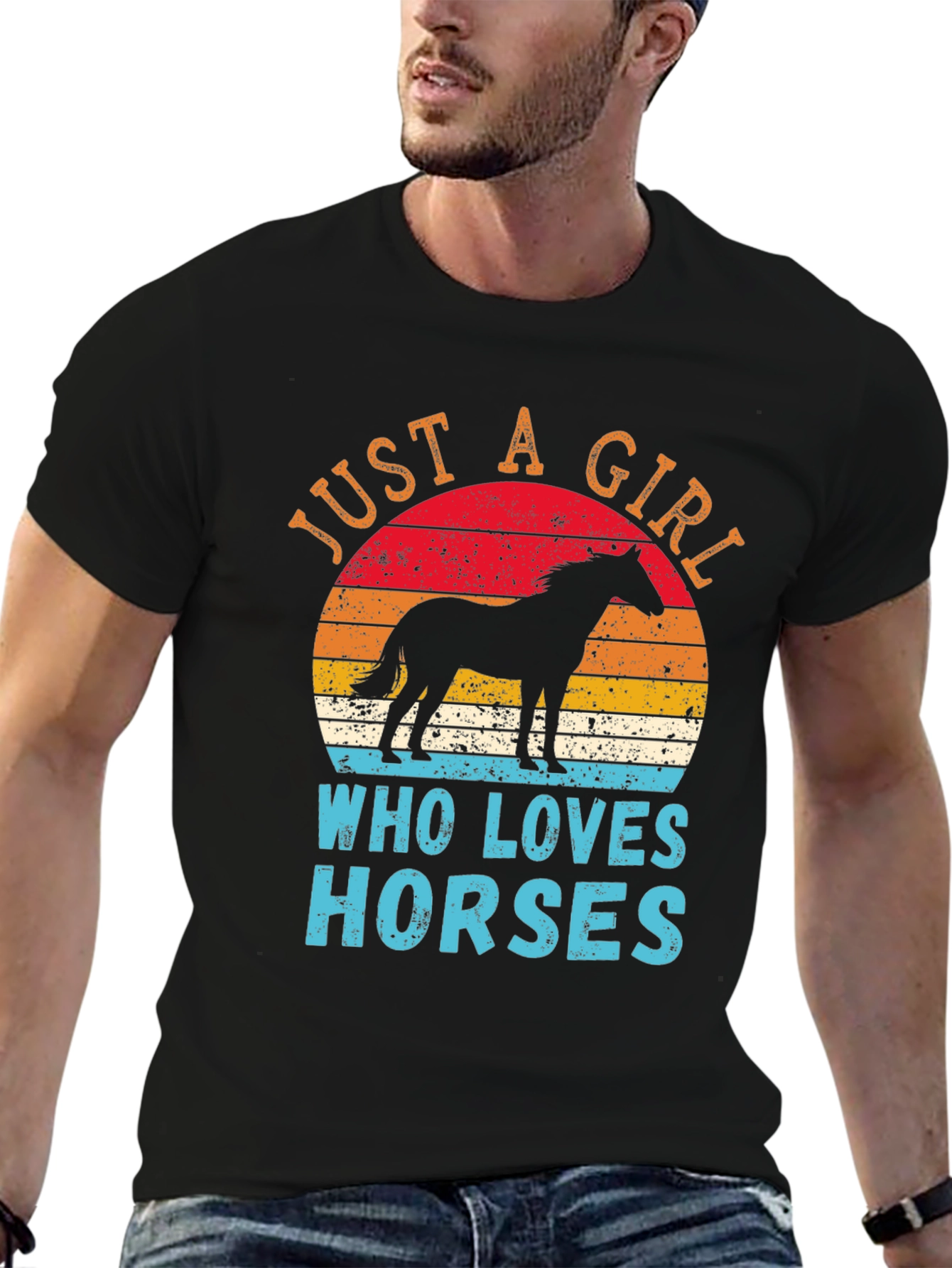 Black Just A Girl Who Loves Horses Black T-Shirt view 6