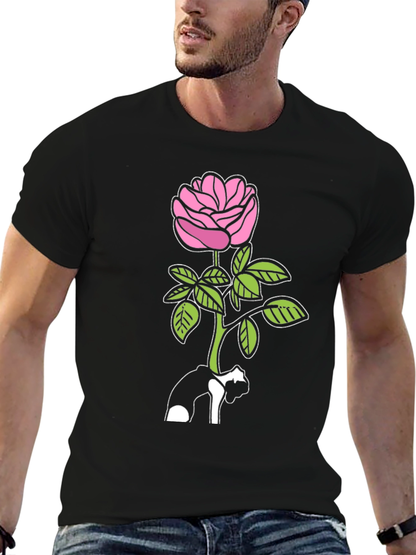 Black Rose Graphic Black T-Shirt - Stylish Floral Tee view 6
