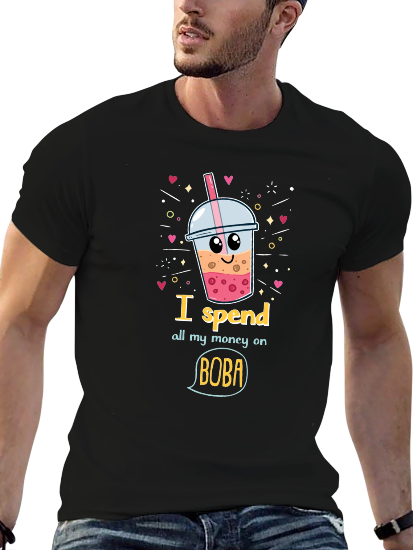 Black Boba Lover Tee: I Spend All My Money On Boba! view 6