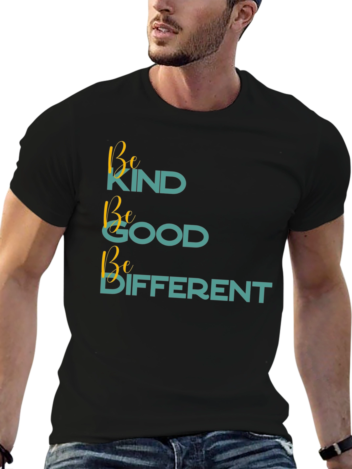 Black Be Kind Be Good Be Different Black T-Shirt view 6