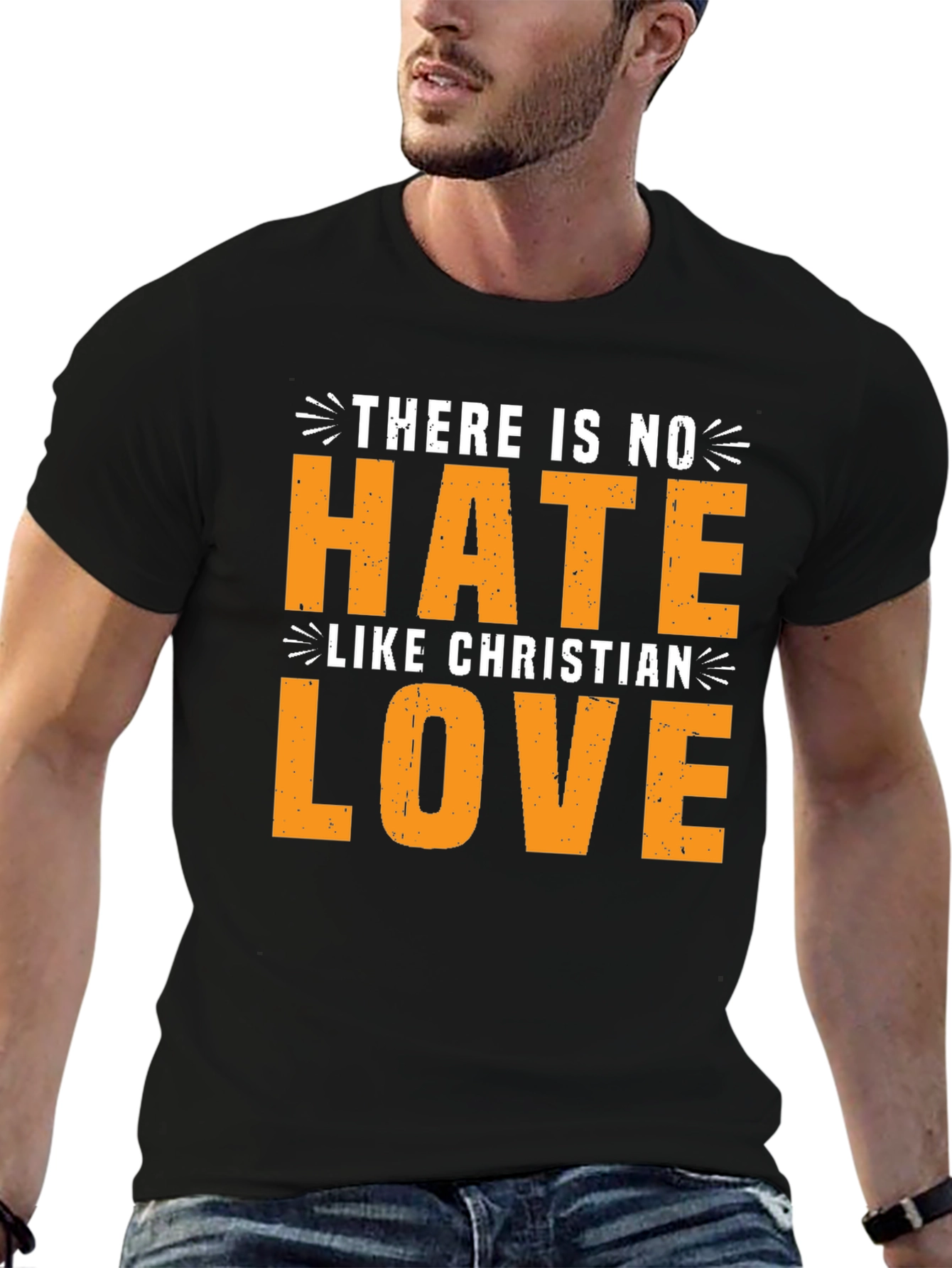 Black Christian Love Graphic Tee - Unisex Black T-Shirt view 6