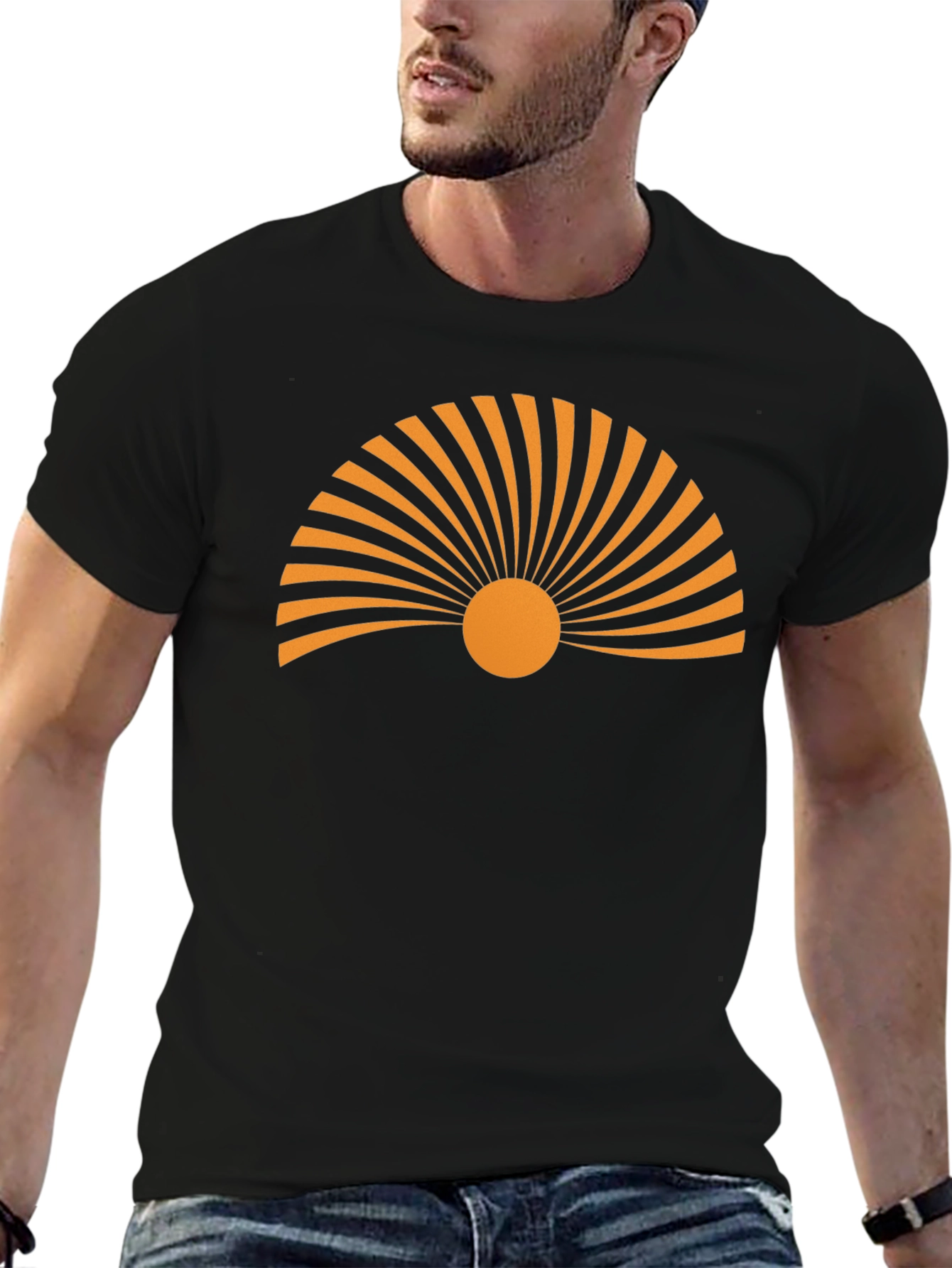 Black Sunrise Graphic Tee - Black Cotton T-Shirt view 6