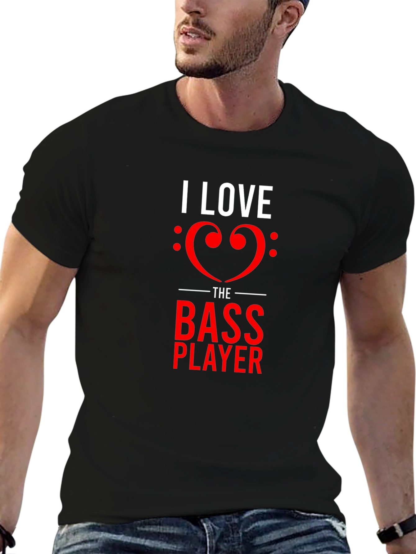 Black I Love the Bass Player Black T-Shirt view 6