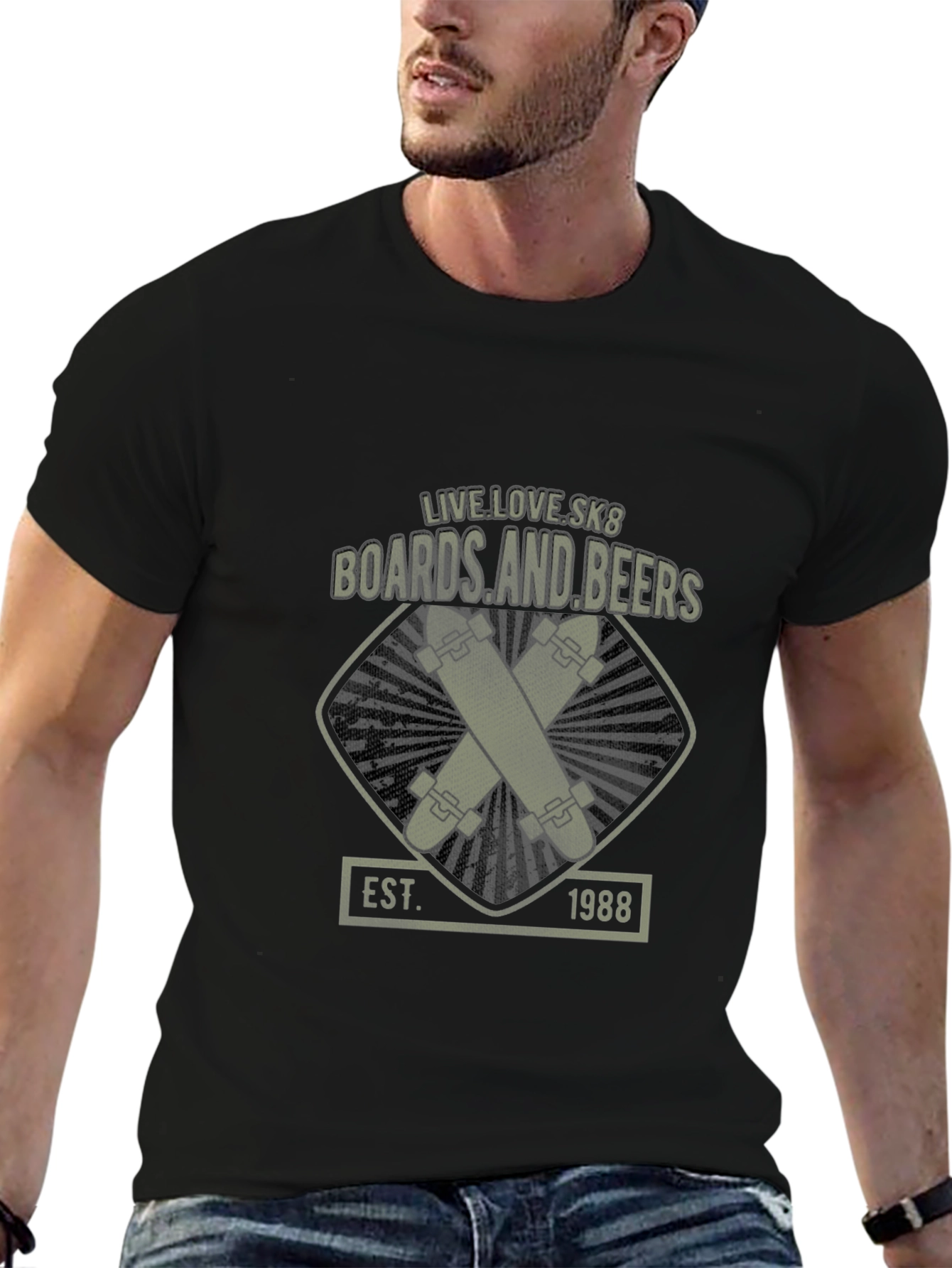 Black Boards and Beers Graphic T-Shirt - Live Love Skate - Black view 6