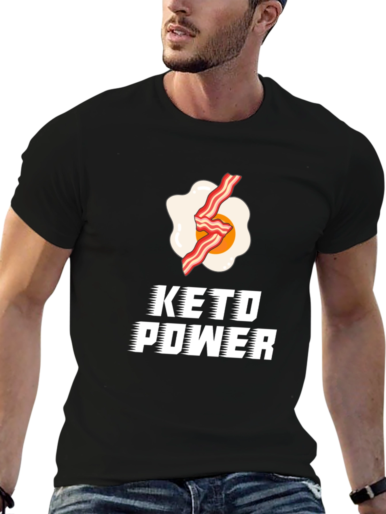 Keto Power T-Shirt: Bacon & Egg Design - 6
