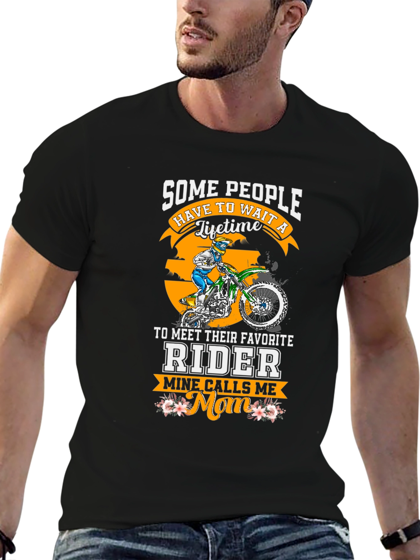 Black Dirt Bike Rider Mom T-Shirt view 6
