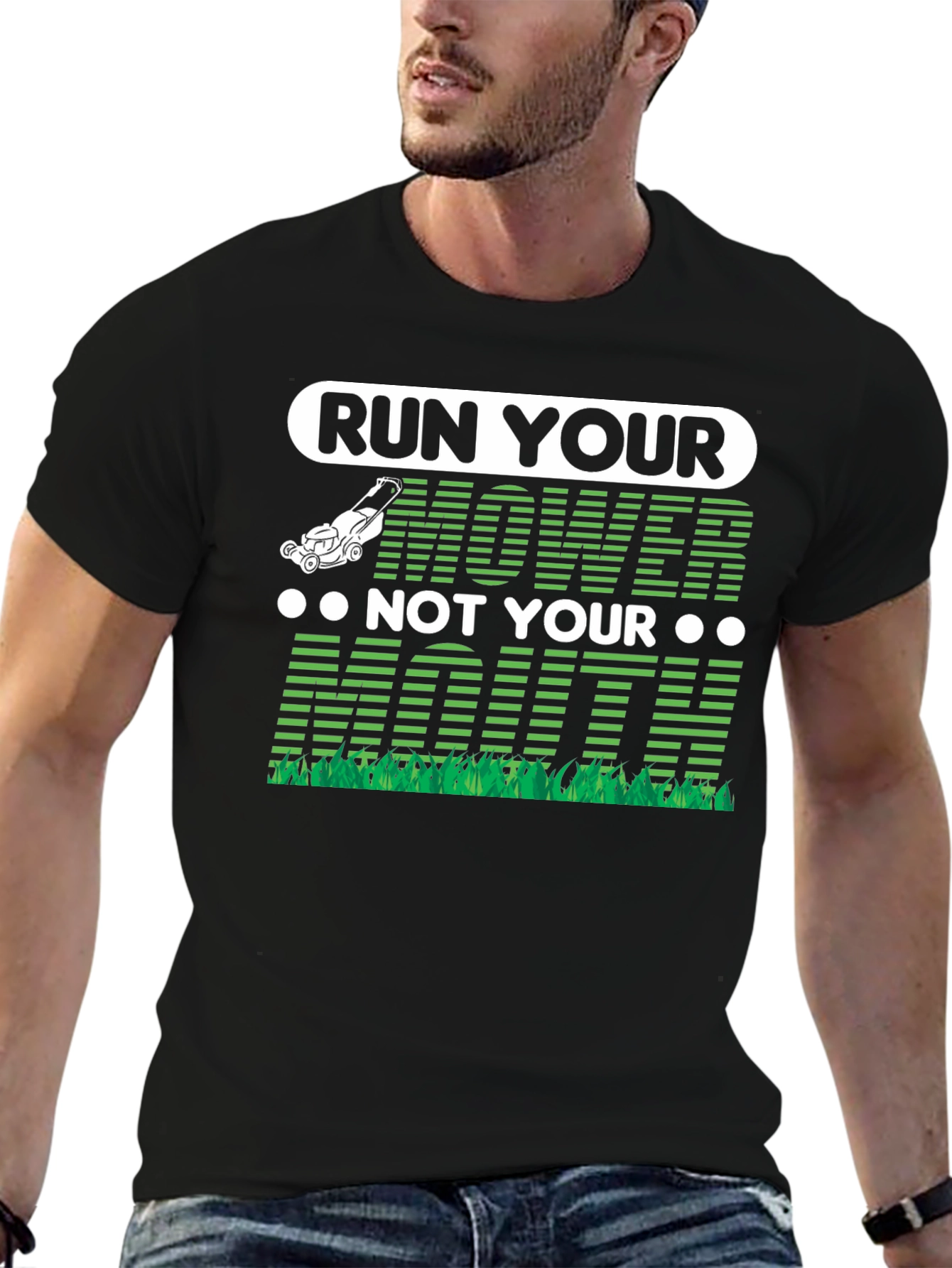 Black Run Your Mower T-Shirt view 6