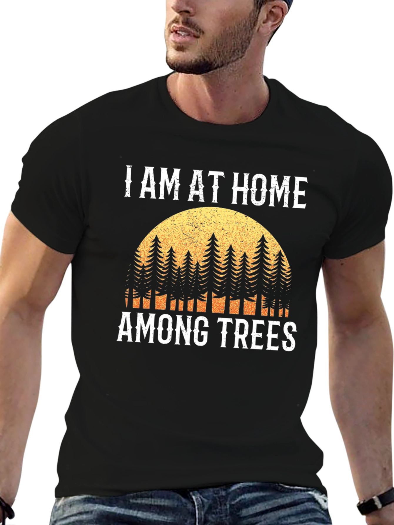 Black I Am At Home Among Trees Graphic Tee view 6
