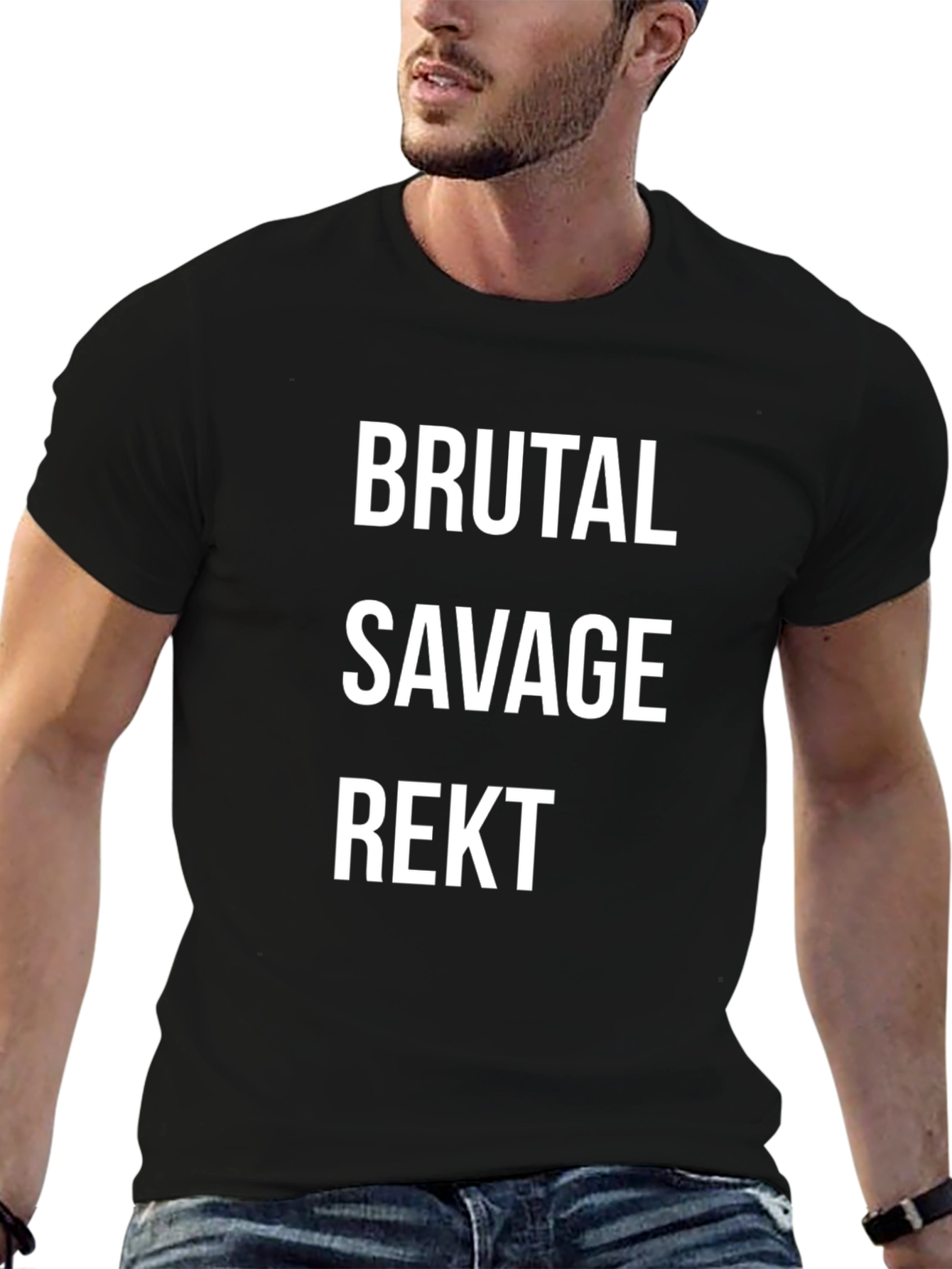 Black Brutal Savage Rekt Graphic T-Shirt view 6