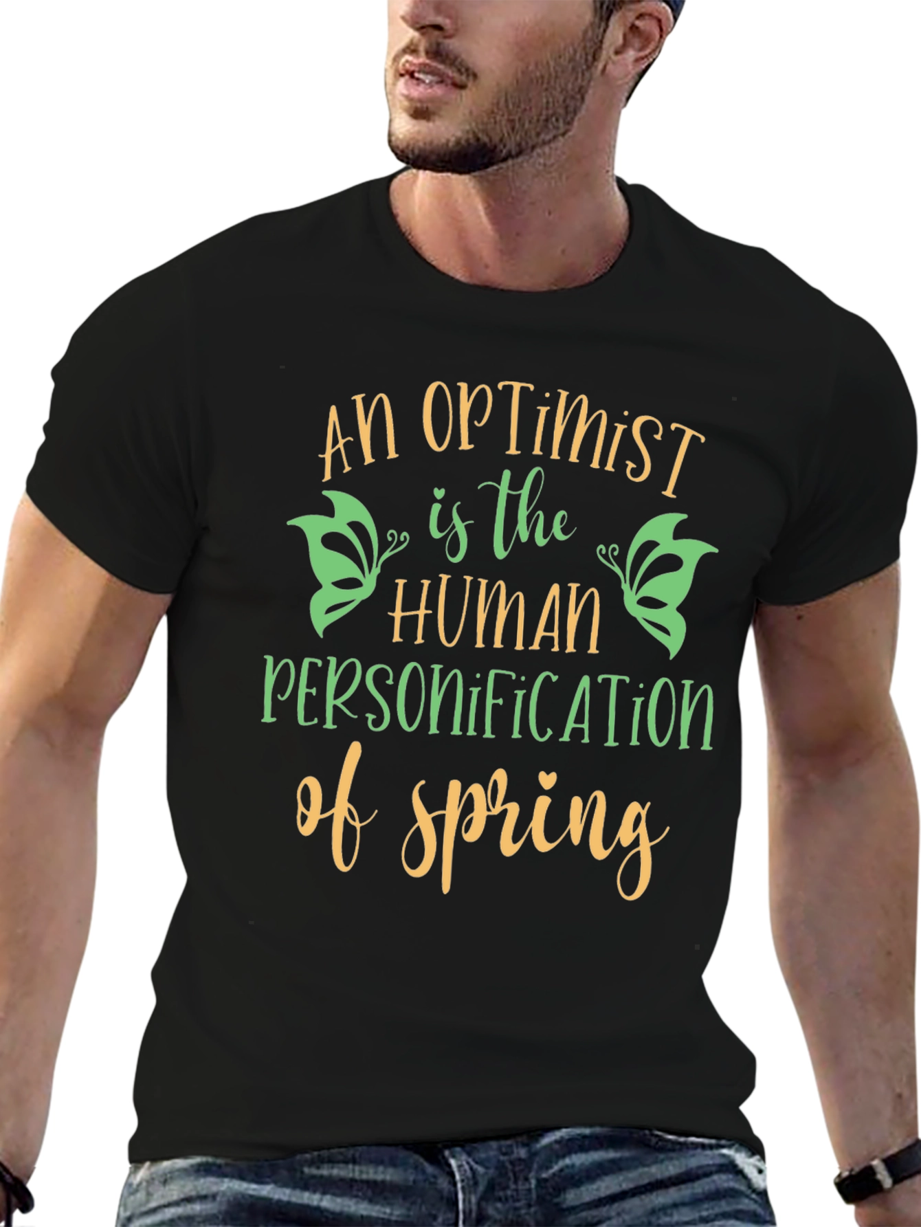 Black Optimist Spring T-Shirt -  Unisex Graphic Tee view 6