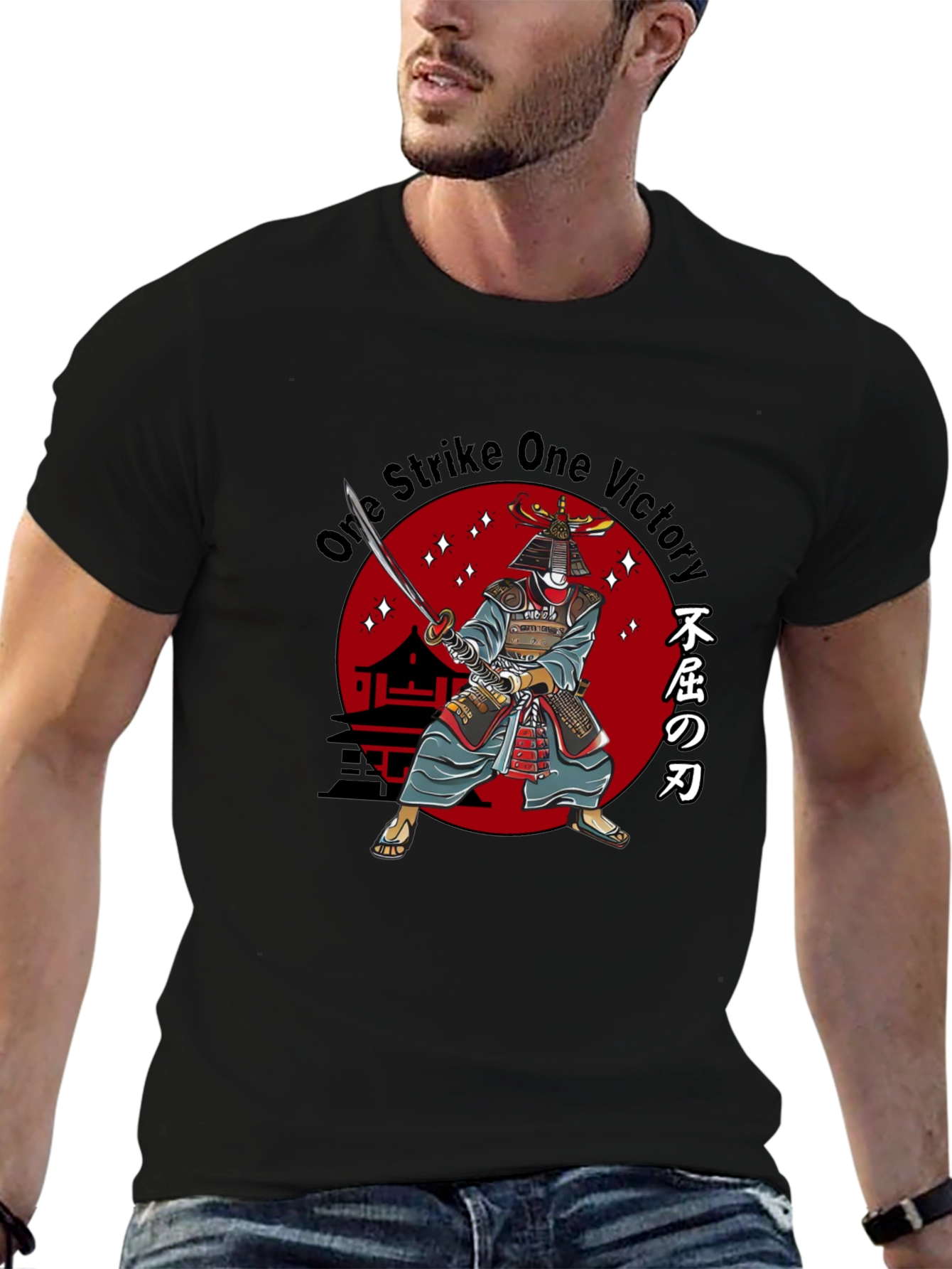 Black Samurai One Strike Victory Graphic Tee view 6