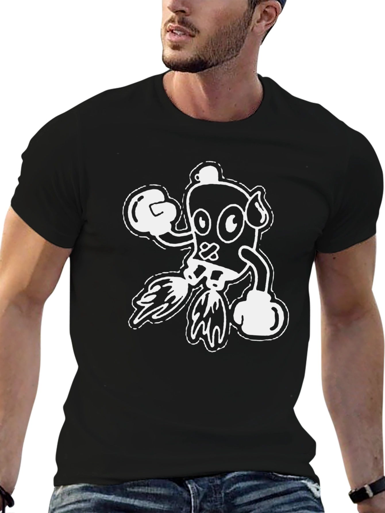 Black Cartoon Boxer Graphic T-Shirt view 6
