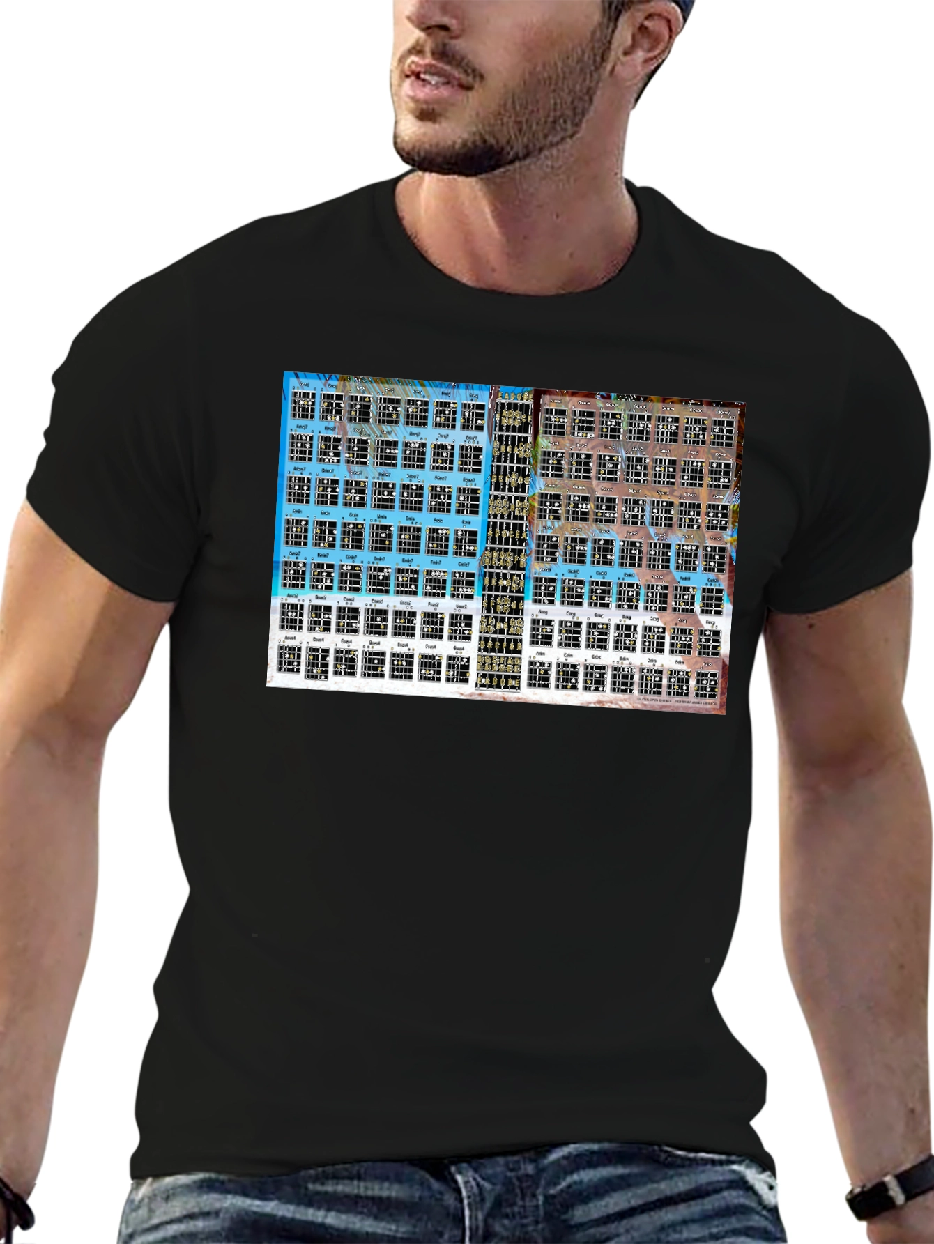 Black Guitar Chord Chart T-Shirt - Black view 6