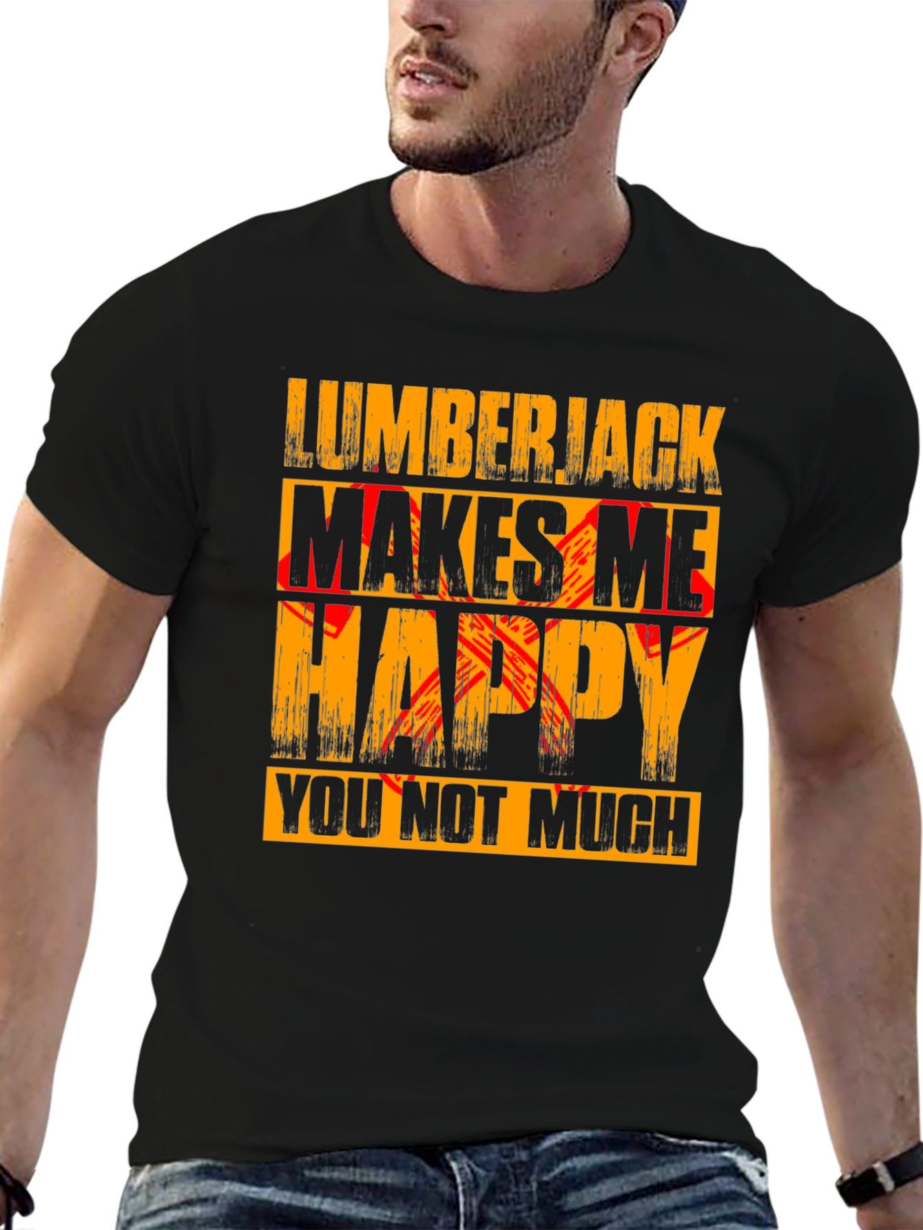 Black Lumberjack Makes Me Happy Graphic Tee view 6