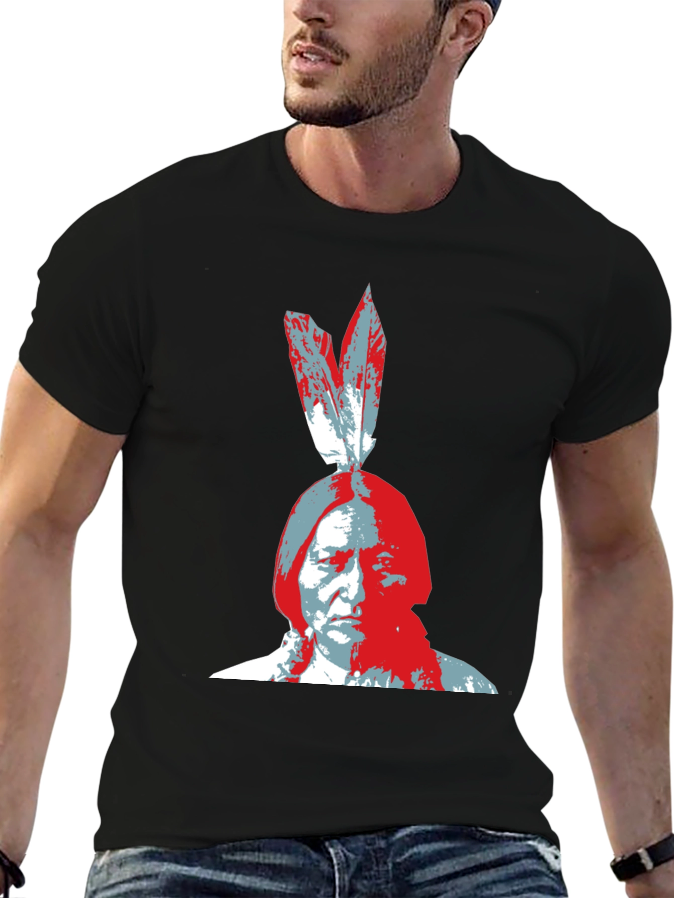 Black Native American Chief Graphic Tee view 6