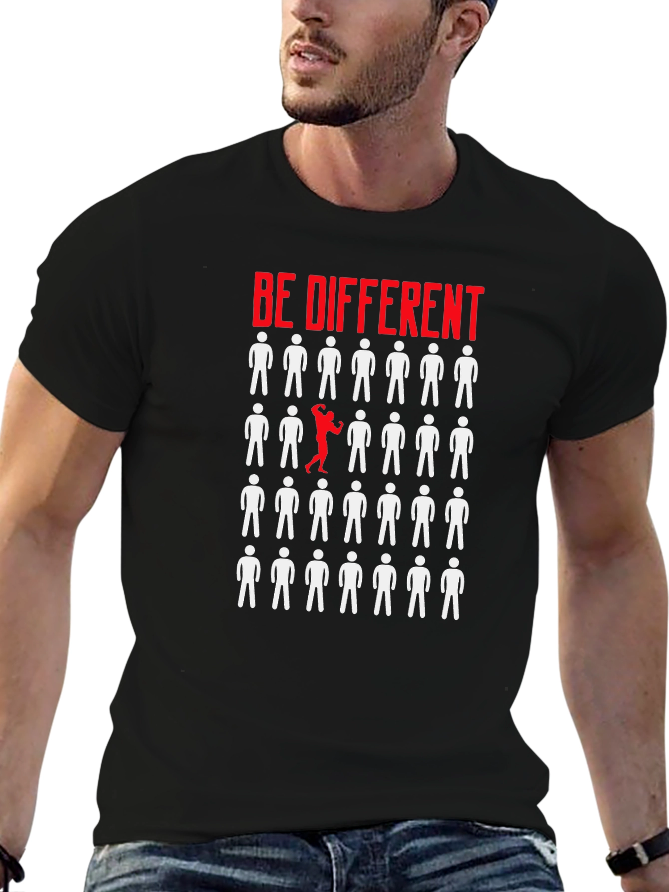 Black Be Different Graphic T-Shirt - Black view 6