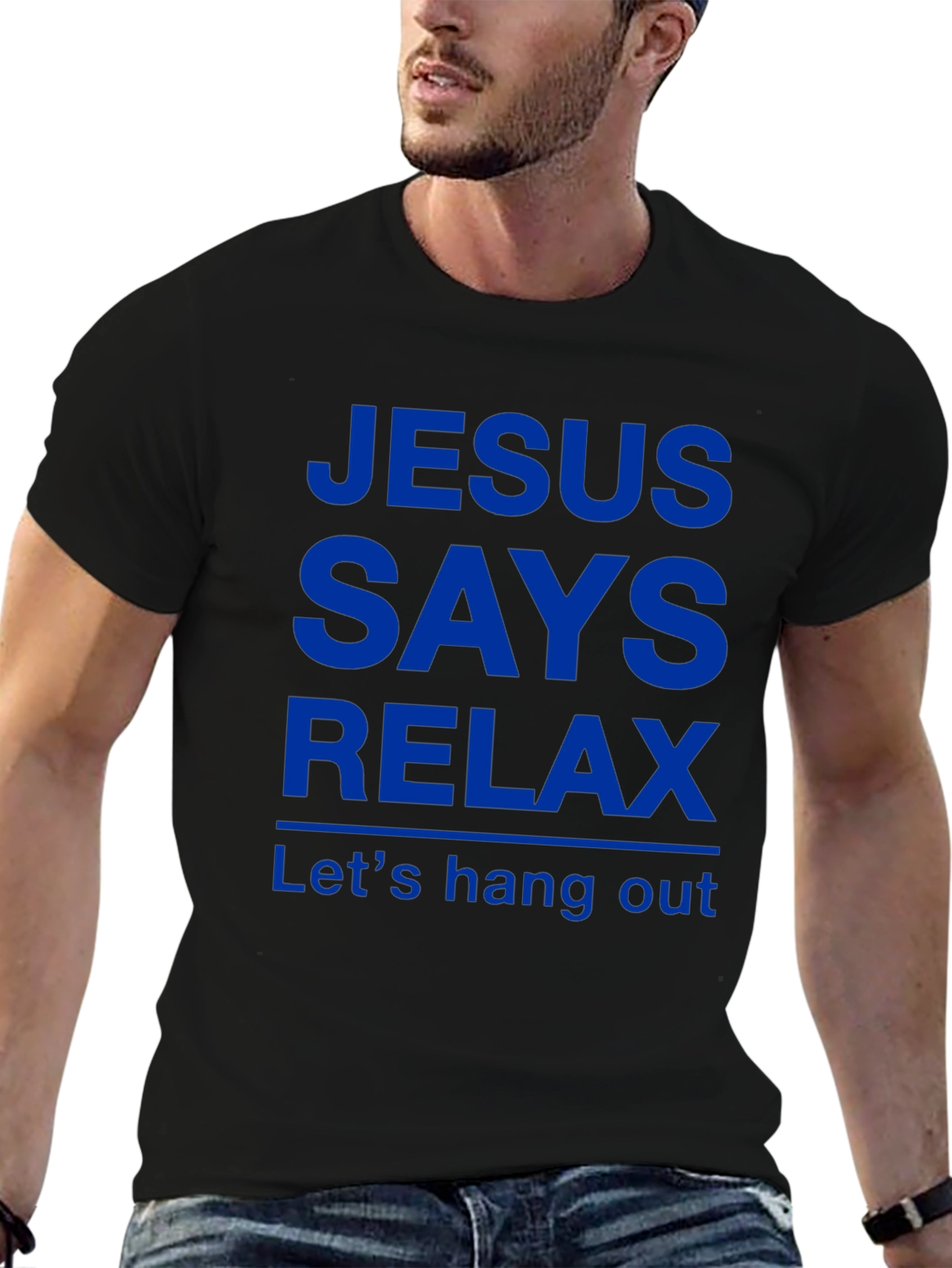 Black Jesus Says Relax T-Shirt - Funny Graphic Tee view 6