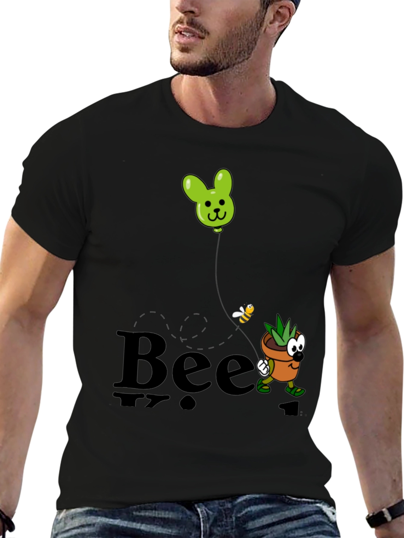Black Bee Kind Funny Plant T-Shirt view 6