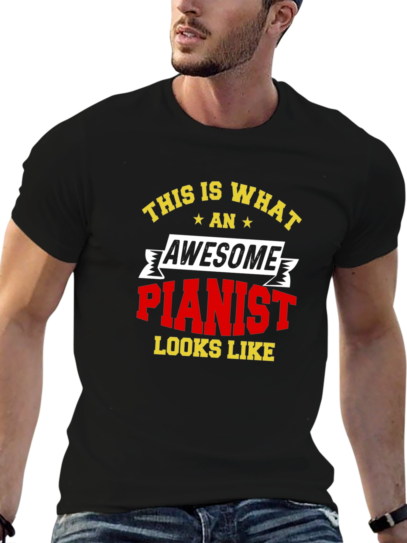 Black Awesome Pianist T-Shirt - Musician Tee view 6