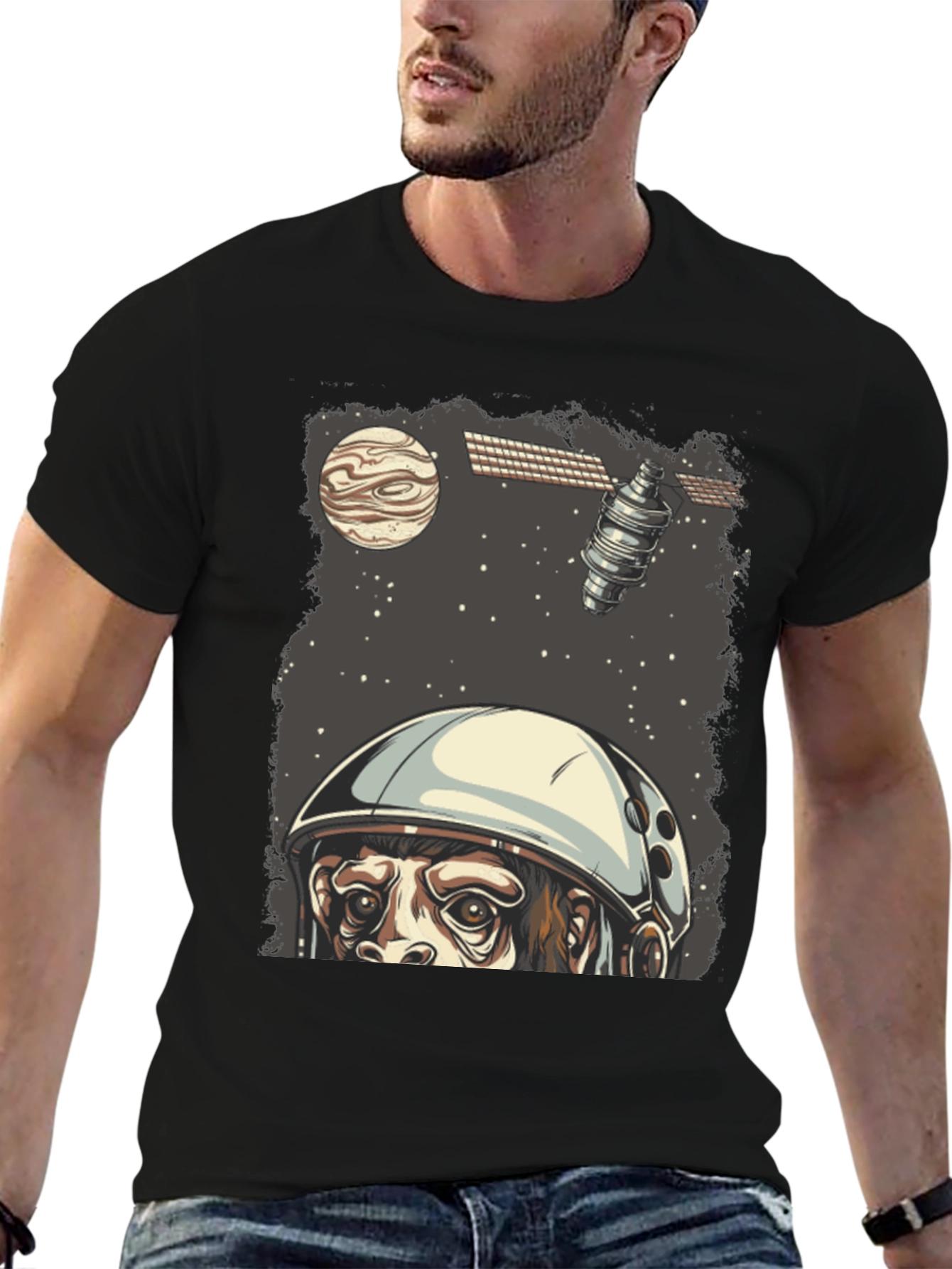 Black Astro Monkey T-Shirt - Space Adventure view 6