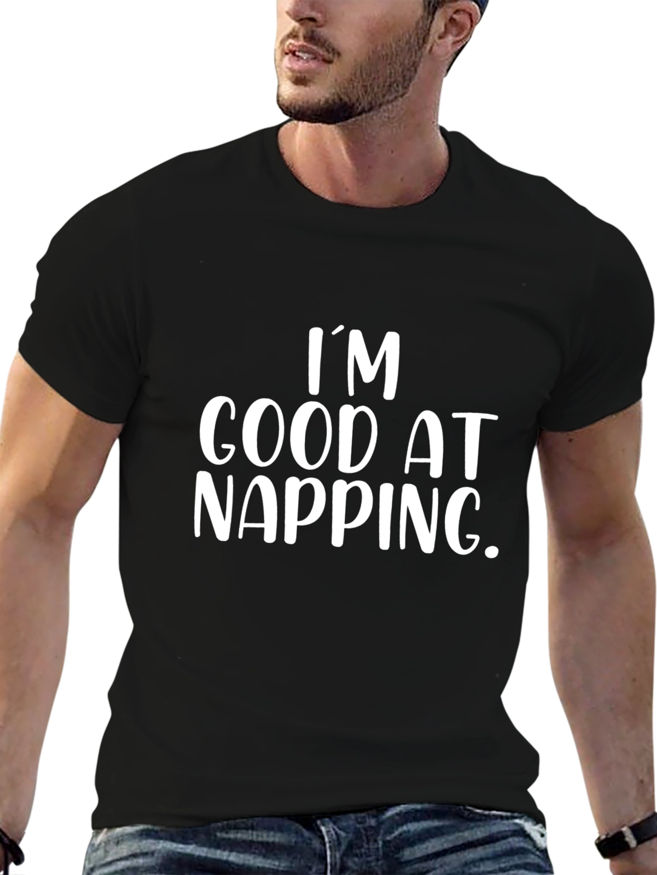 Black I'm Good At Napping - Funny Black T-Shirt view 6