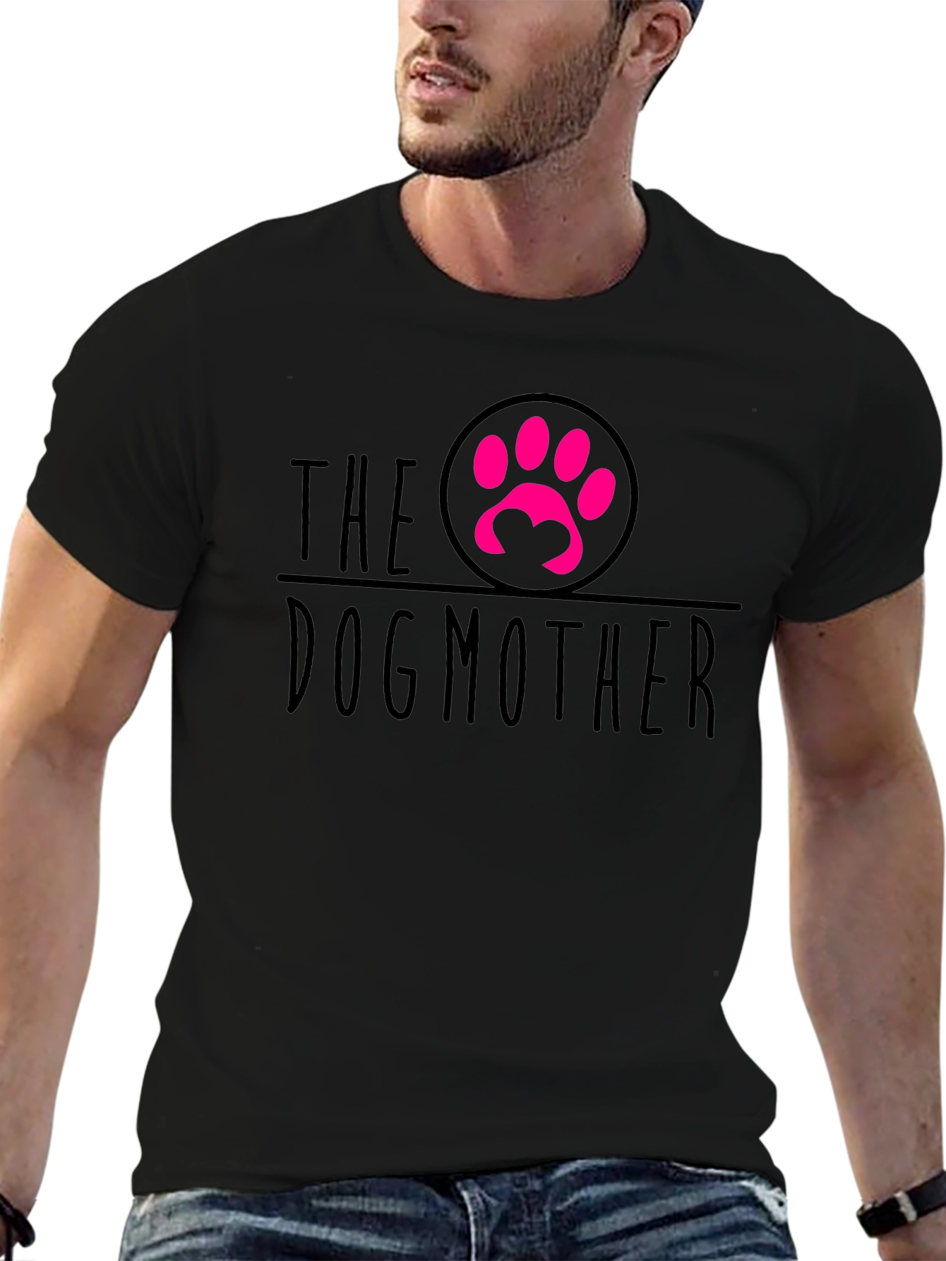 Black The Dog Mother Tee - Cute Paw Print Design view 6