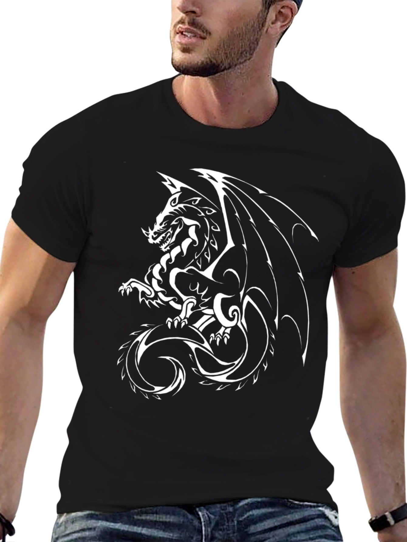 Black Dragon Graphic Tee - Black Cotton Blend view 6