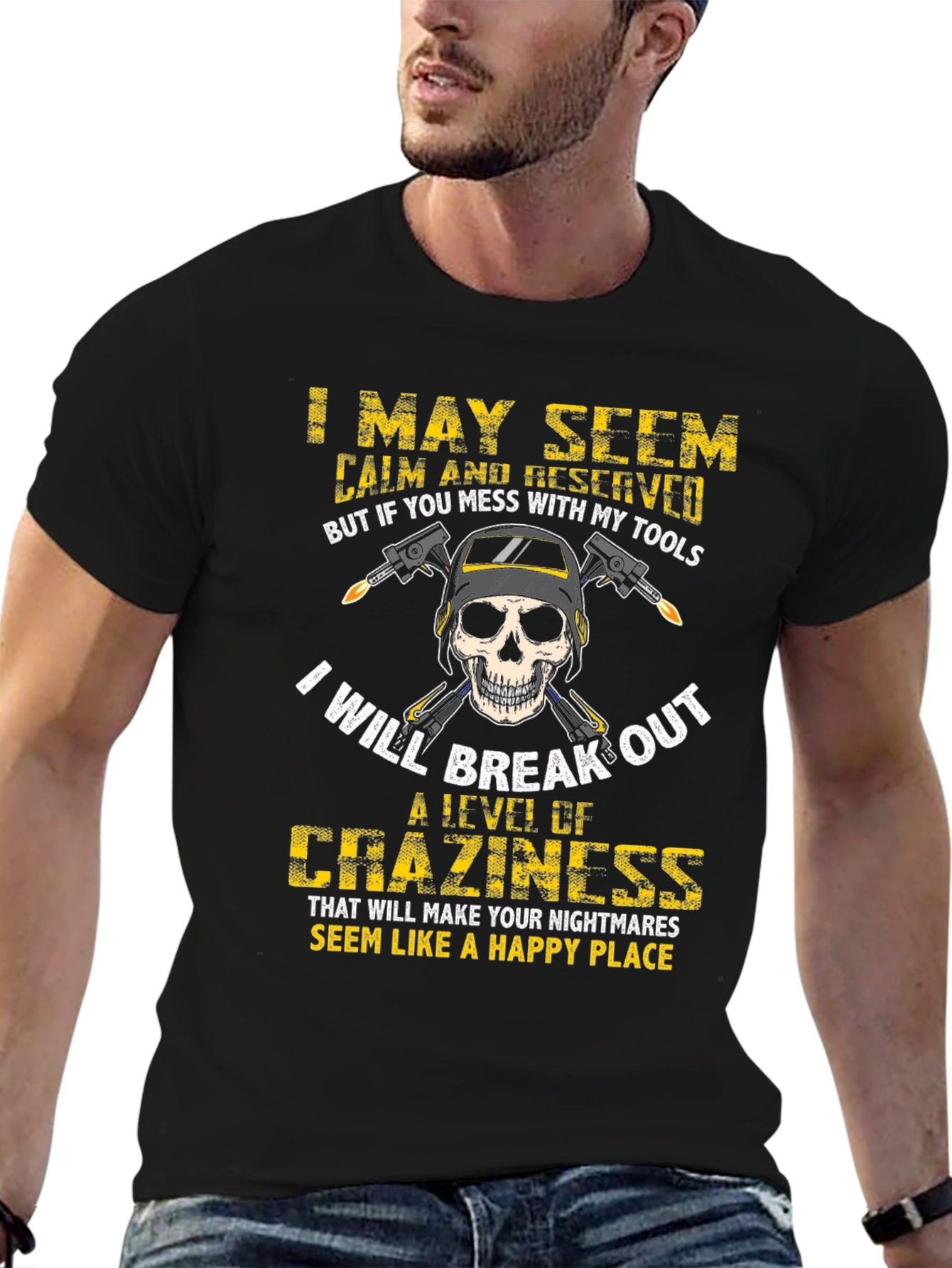 Black Welder's Skull T-Shirt: Mess With My Tools! view 6