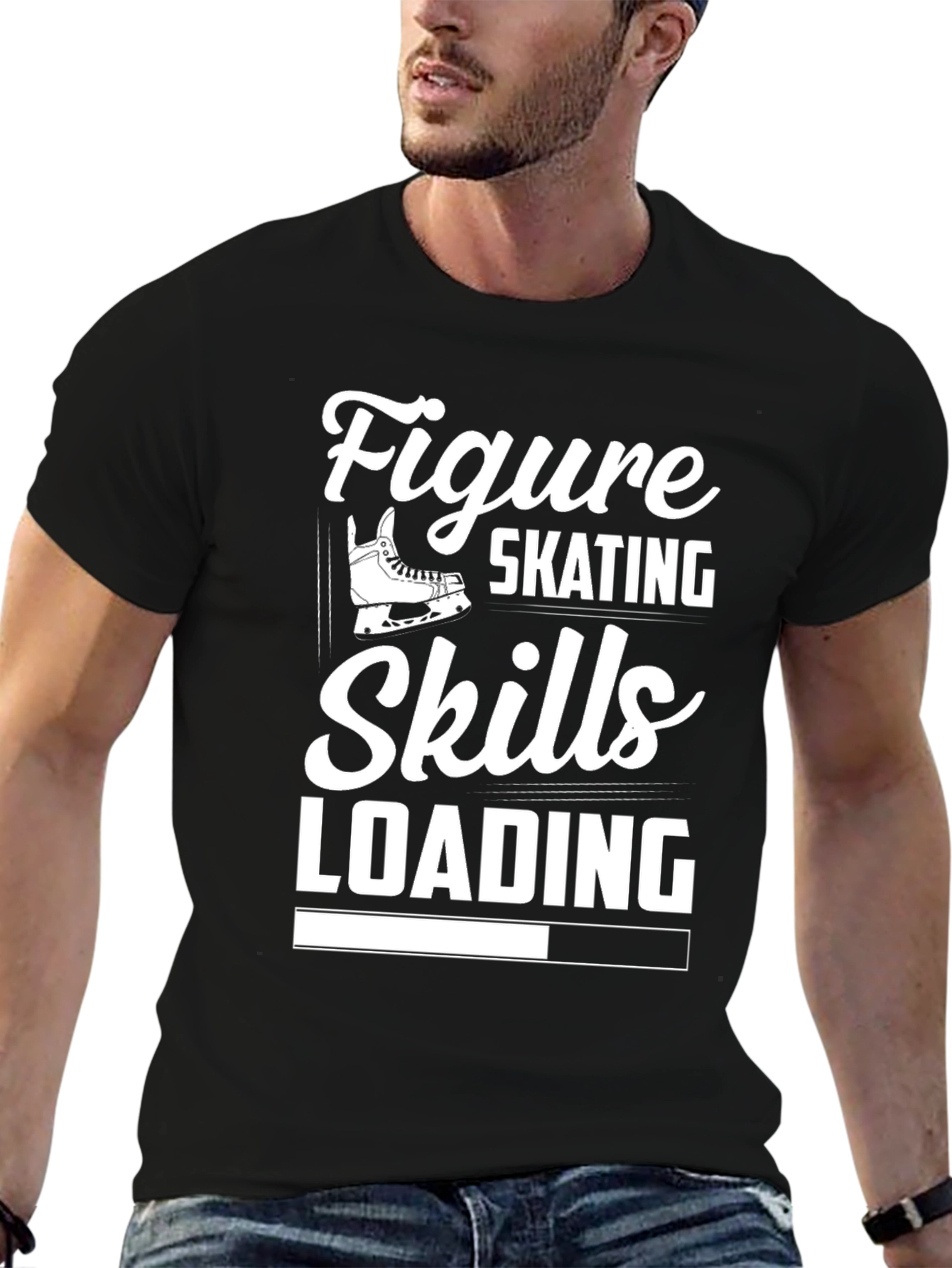 Black Figure Skating Skills Loading T-Shirt - Black view 6