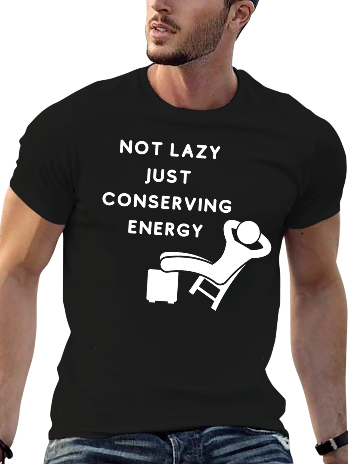 Black Conserving Energy Graphic Tee - Relaxed Fit Black T-Shirt view 6