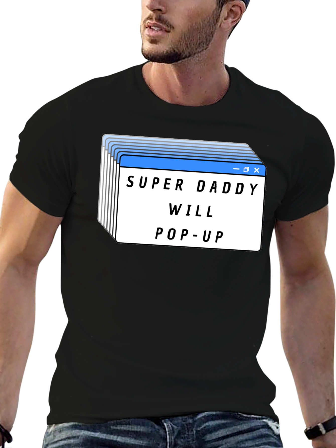 Black Super Daddy Will Pop-Up Black T-Shirt view 6