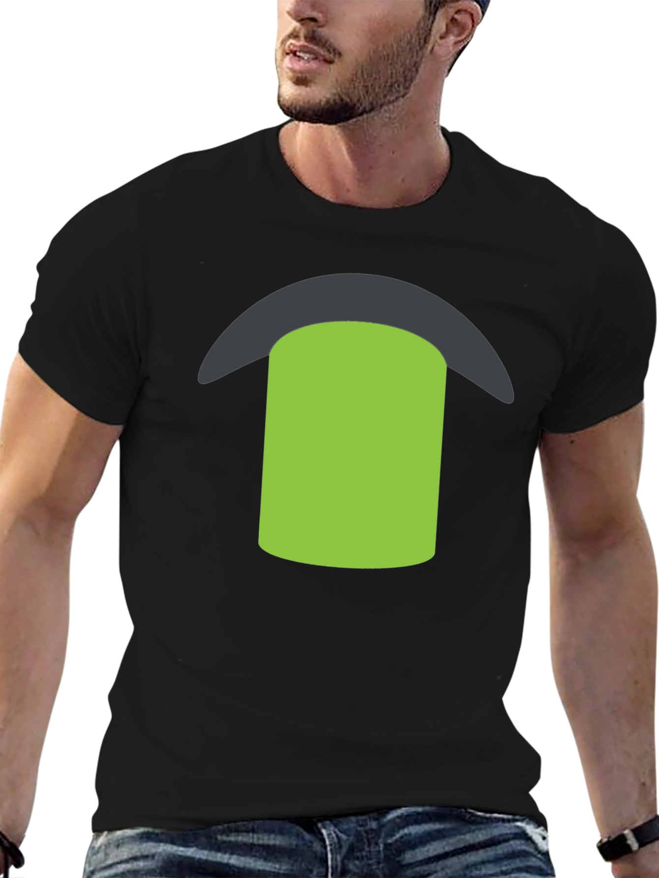 Black Black Tee with Green & Gray Graphic view 6