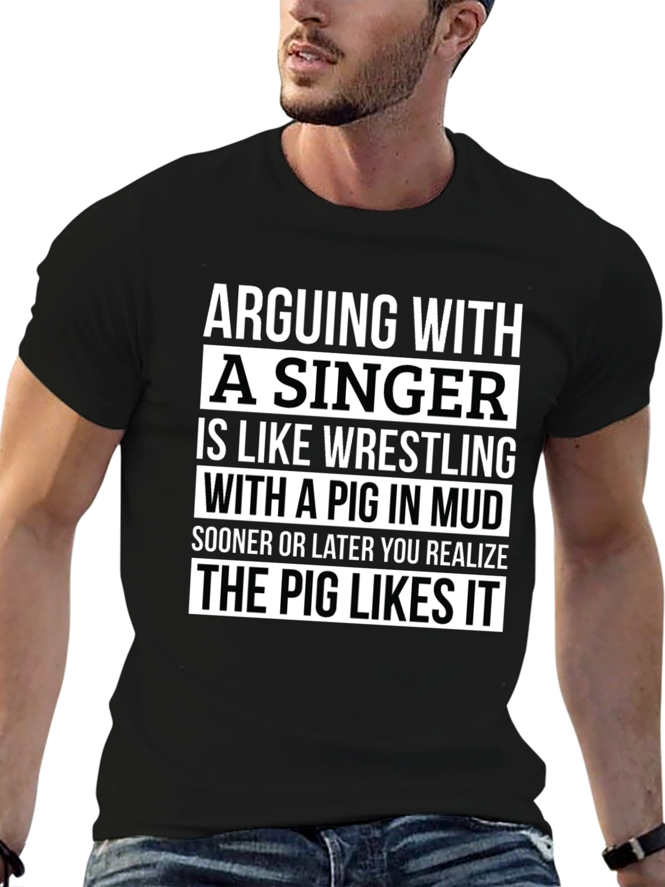 Black Arguing with a Singer T-Shirt - Funny Musician Tee view 6