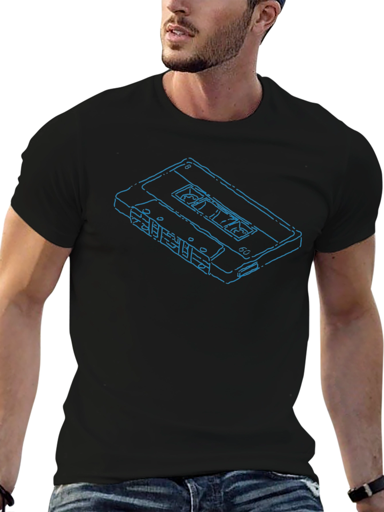 Black Retro Cassette Tape Graphic Tee - Black view 6
