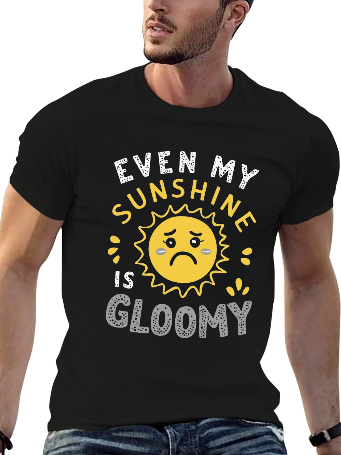 Black Gloomy Sunshine Graphic T-Shirt - Unisex Casual Tee view 6