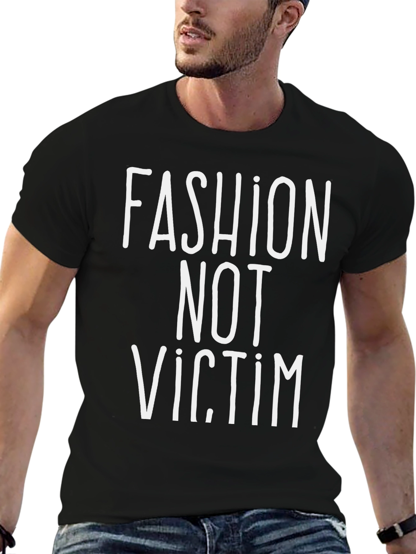 Black Fashion Not Victim Graphic Tee view 6