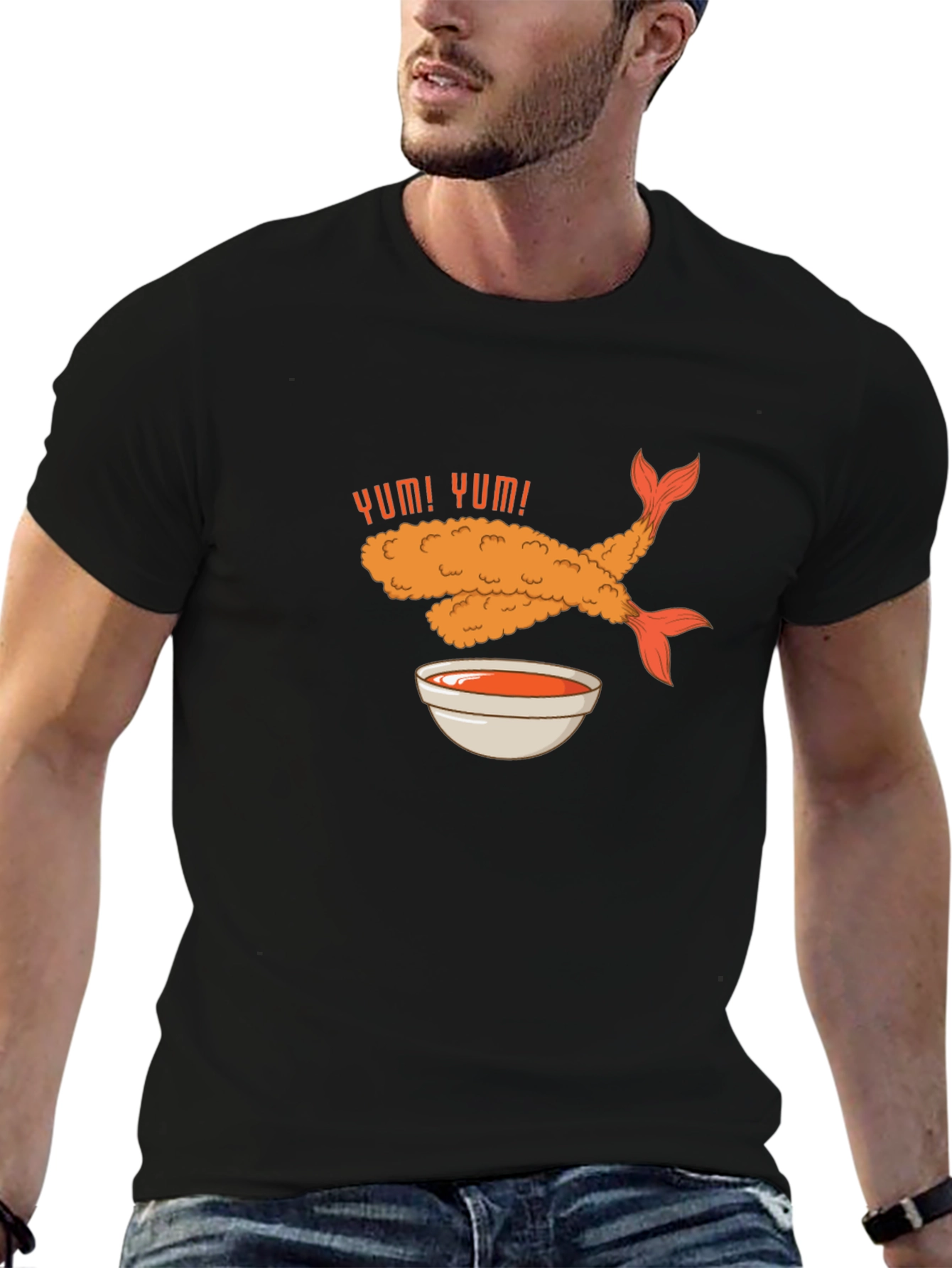 Black Yum! Tempura Shrimp Graphic T-Shirt view 6