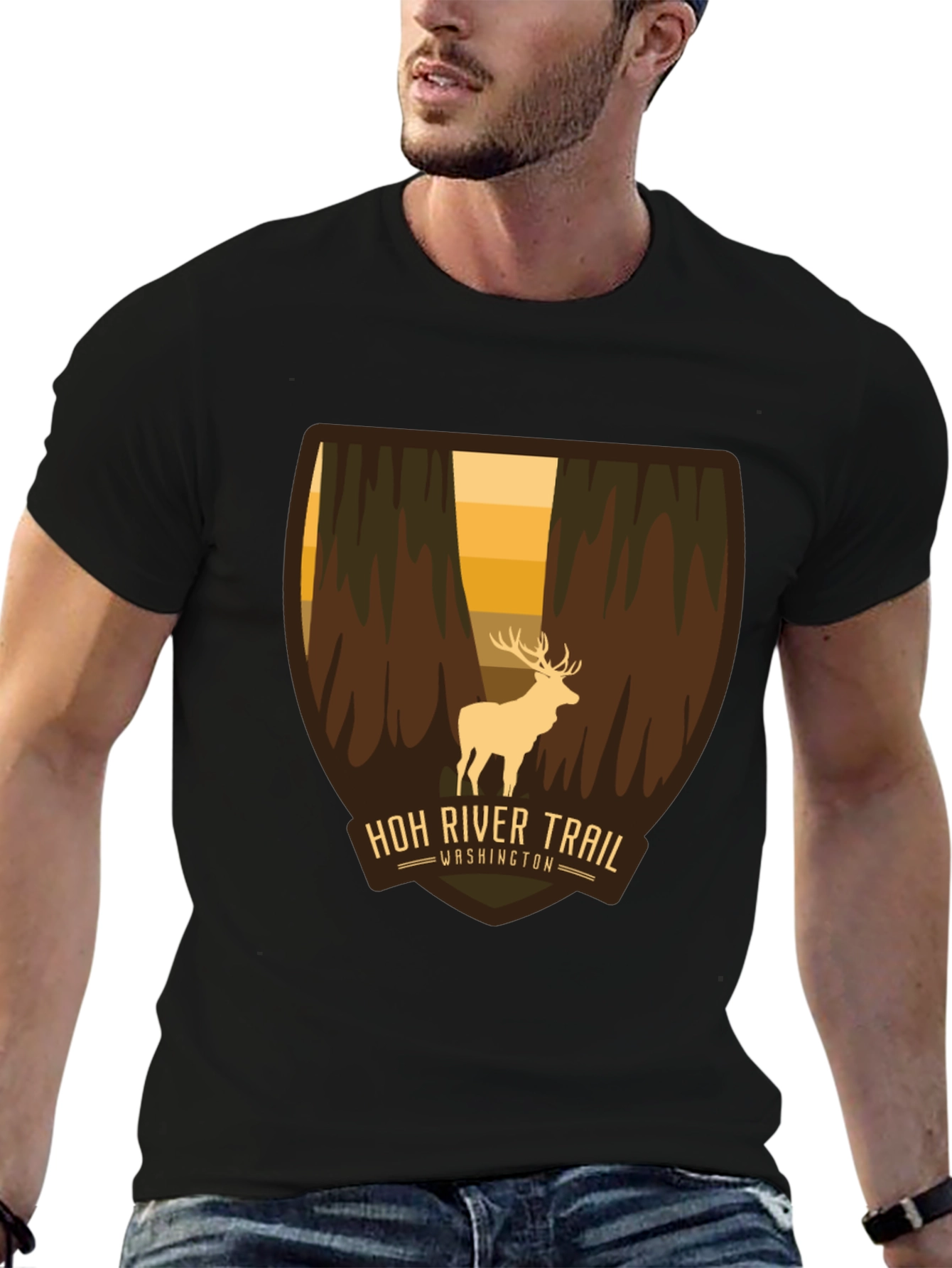 Black Hoh River Trail Washington Graphic Tee view 6