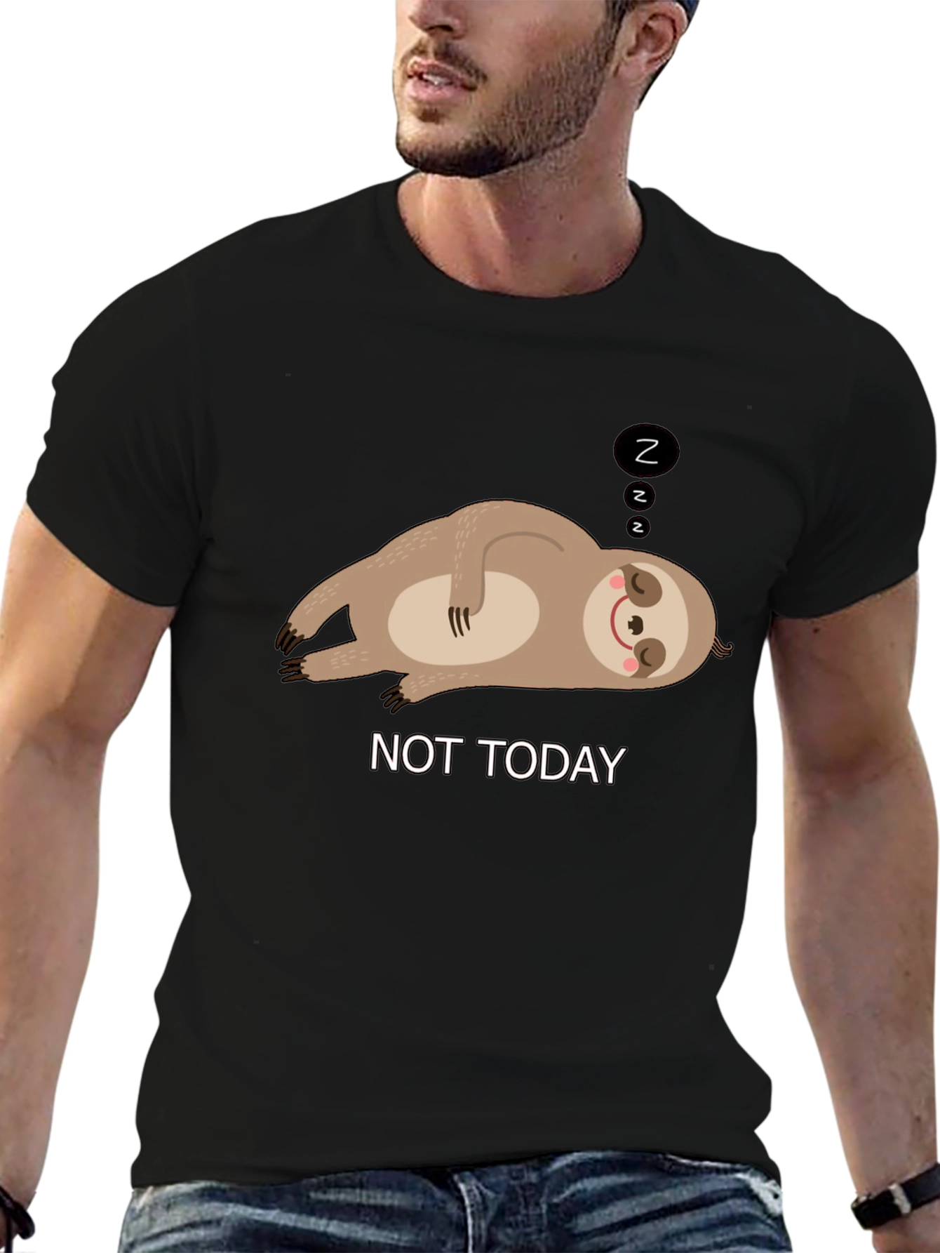 Black Not Today Sloth Graphic Tee - Relaxed Fit T-Shirt view 6