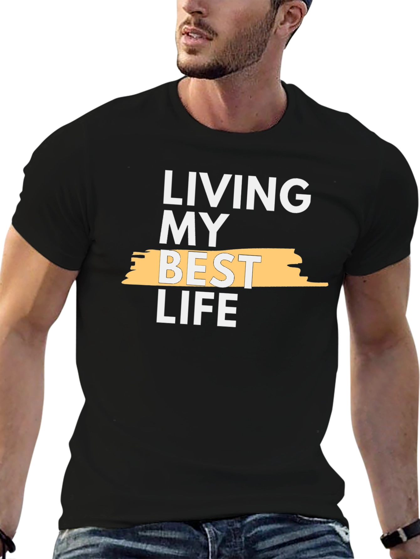 Black Living My Best Life Graphic T-Shirt view 6