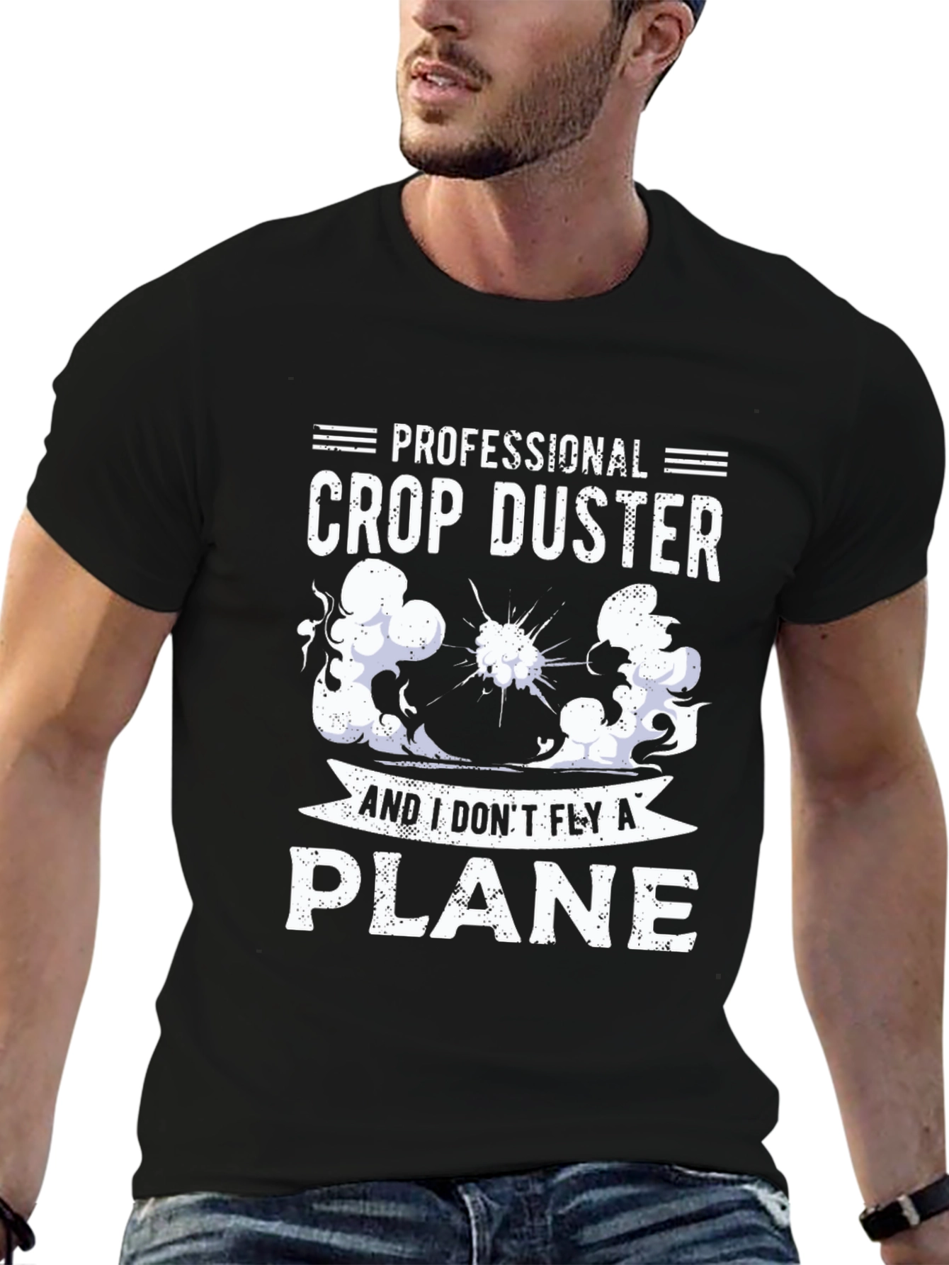 Black Professional Crop Duster Novelty Graphic Tee view 6