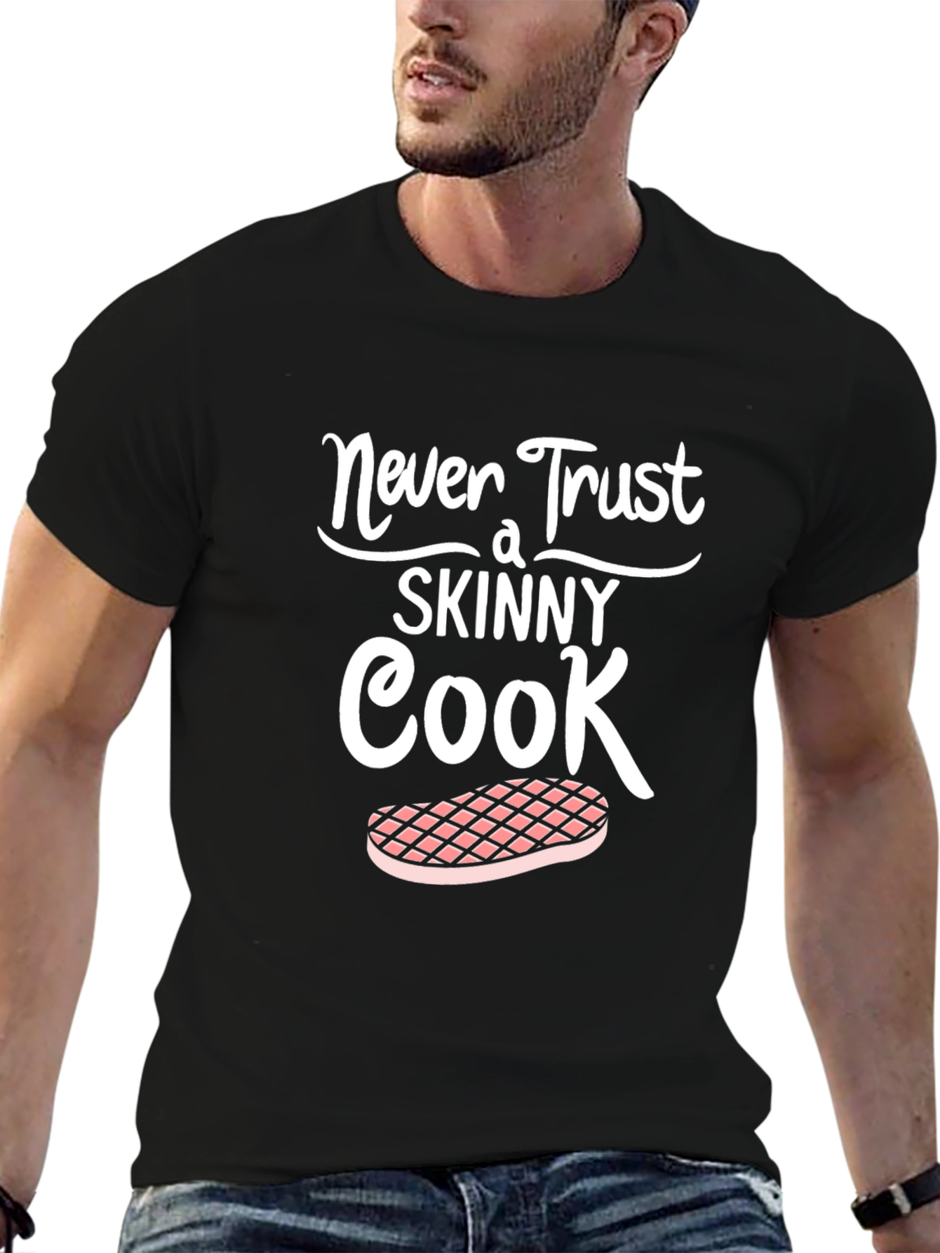Black Never Trust a Skinny Cook Graphic Tee view 6