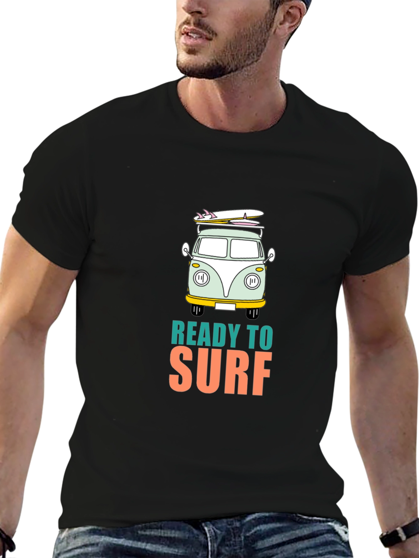 Black Ready To Surf Graphic Tee view 6