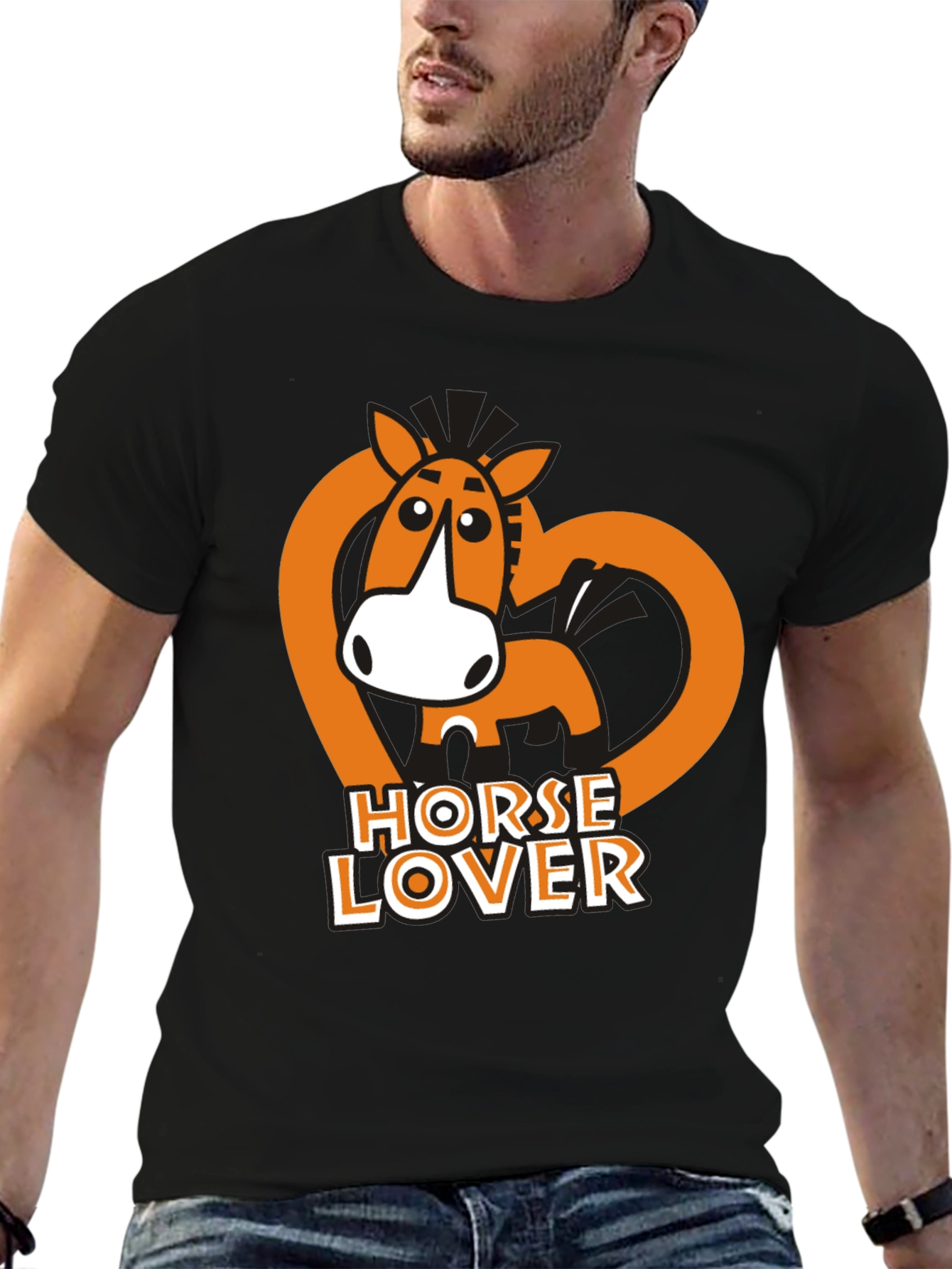Black Horse Lover T-Shirt - Cute Cartoon Horse Design view 6