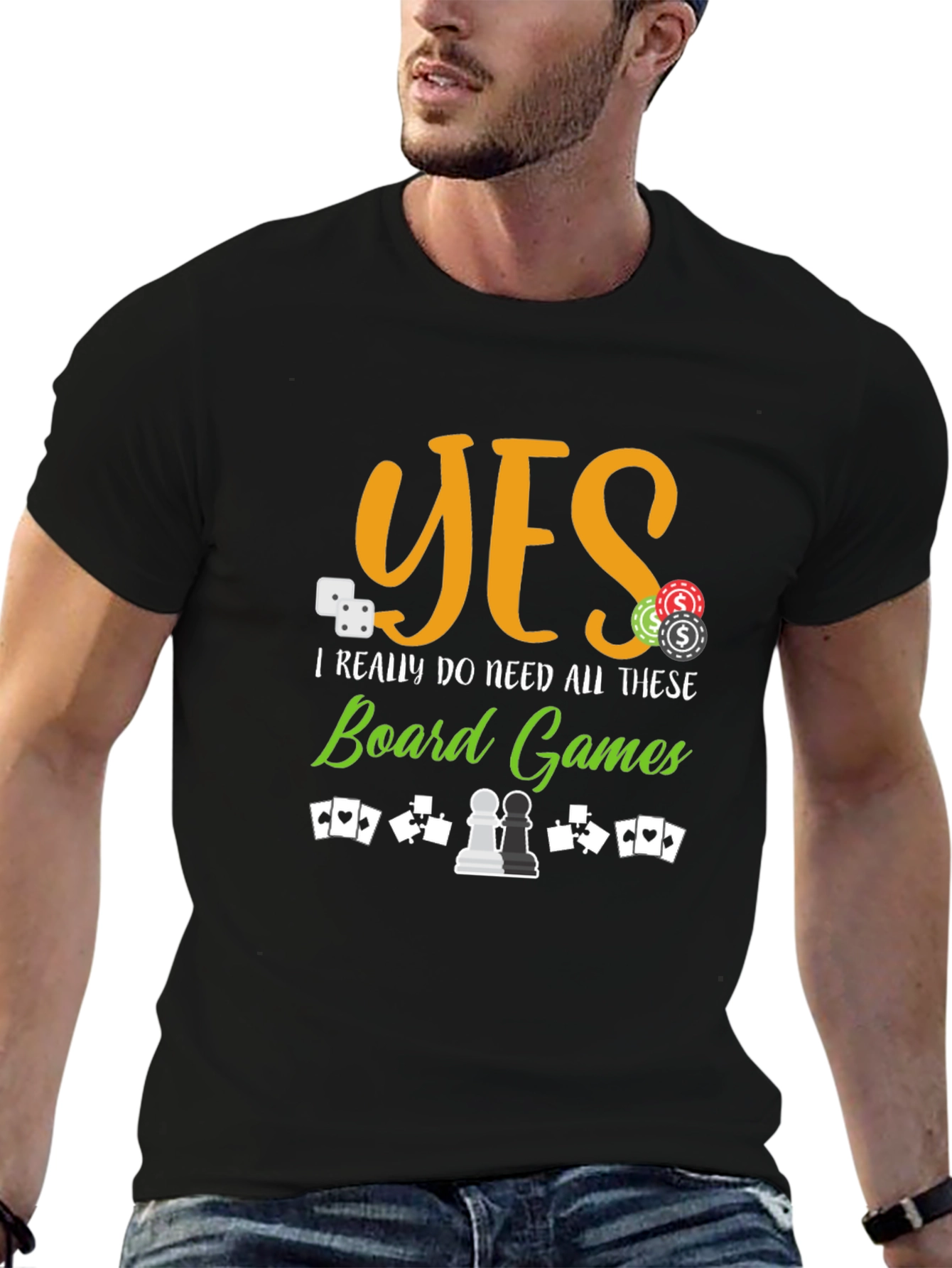 Black Board Games Graphic Tee - Yes I Need These Board Games T-Shirt view 6