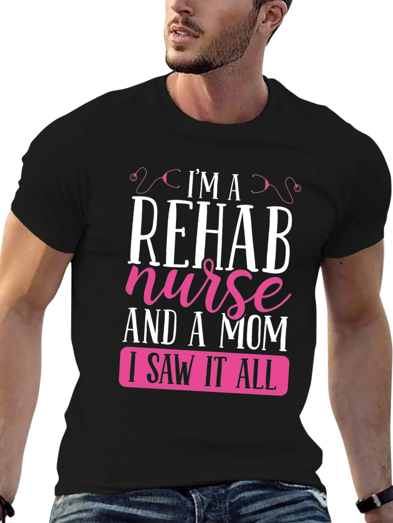 Black Rehab Nurse Mom T-Shirt view 6